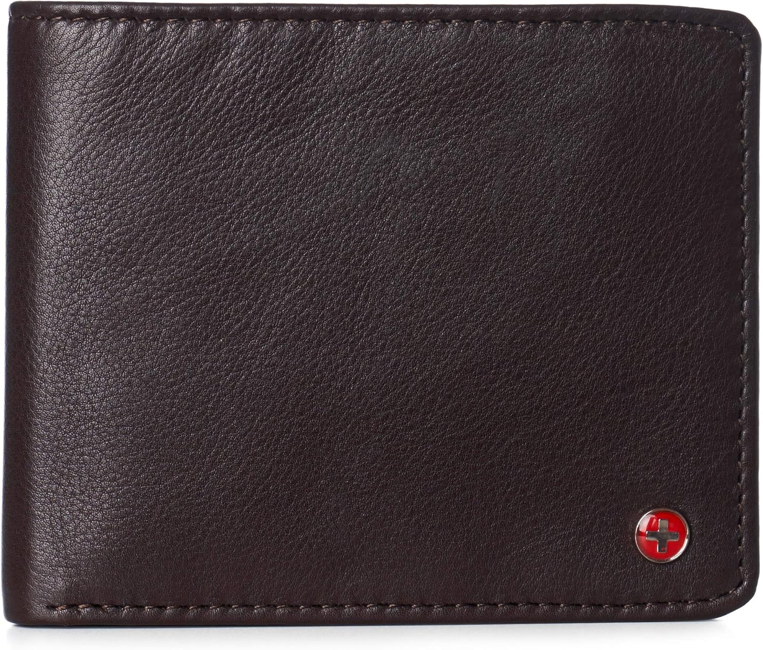 Alpine Swiss RFID Luka Men's Flip ID Wallet Deluxe Capacity ID Bifold With Divided Bill Section Camden Collection Soft Nappa Brown