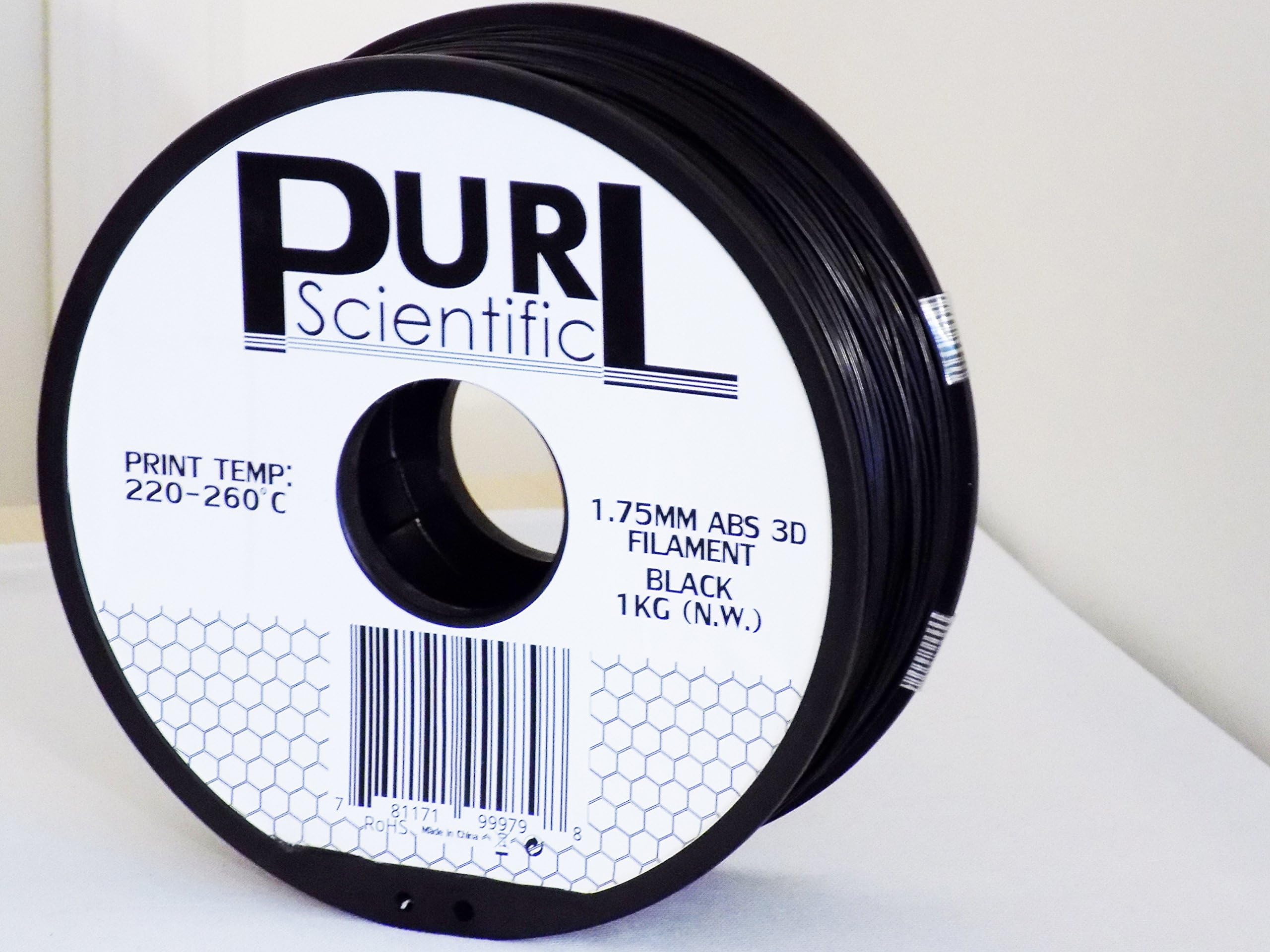 1.75mm Black ABS 3D Printer Filament 1kg Spool 2.2 lbs Dimensional Accuracy +/- 0.05mm