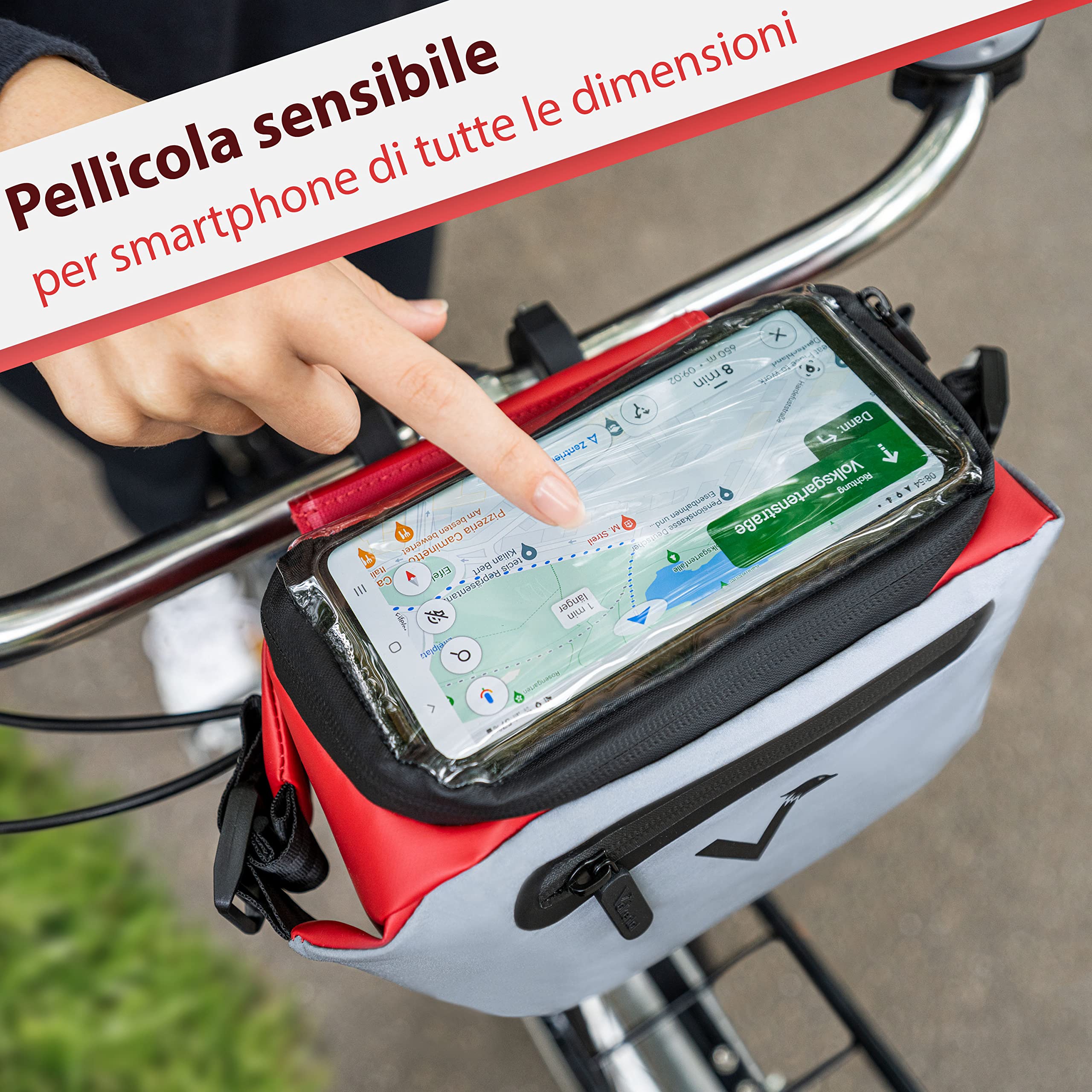Valkental® - Borsa 3 in 1 per bici compatibile con KLICKfix | Riflettente e impermeabile - Utilizzabile come borsa da manubrio e marsupio | 4L capacità | Per bici e Ebike.