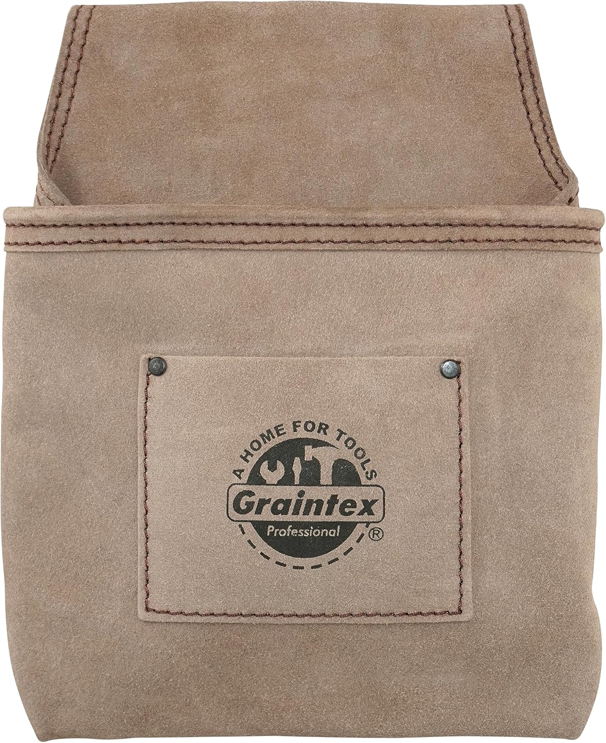 Graintex SS2050 One Pocket Nail & Tool Pouch Beige Color Suede Leather for Constructors, Electricians, Plumbers, Handymen