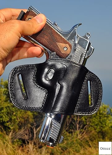 Miniatura 8 de Ottoza Funda de cuero hecha a mano derecha para pistola 1911 – Funda OWB para pistola 1911 se adapta a la mayoría de los modelos 1911 COLT – Kimber