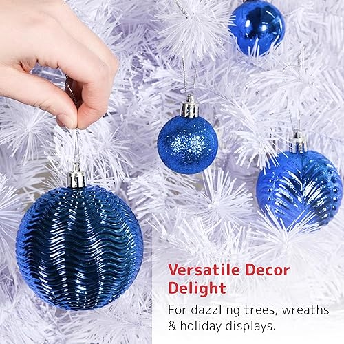 Miniatura 4 de PREXTEX - Adornos navideños inastillables de 36 piezas en azul medianoche: elegantes bolas de adorno navideño, juego ideal de adornos navideños Azul