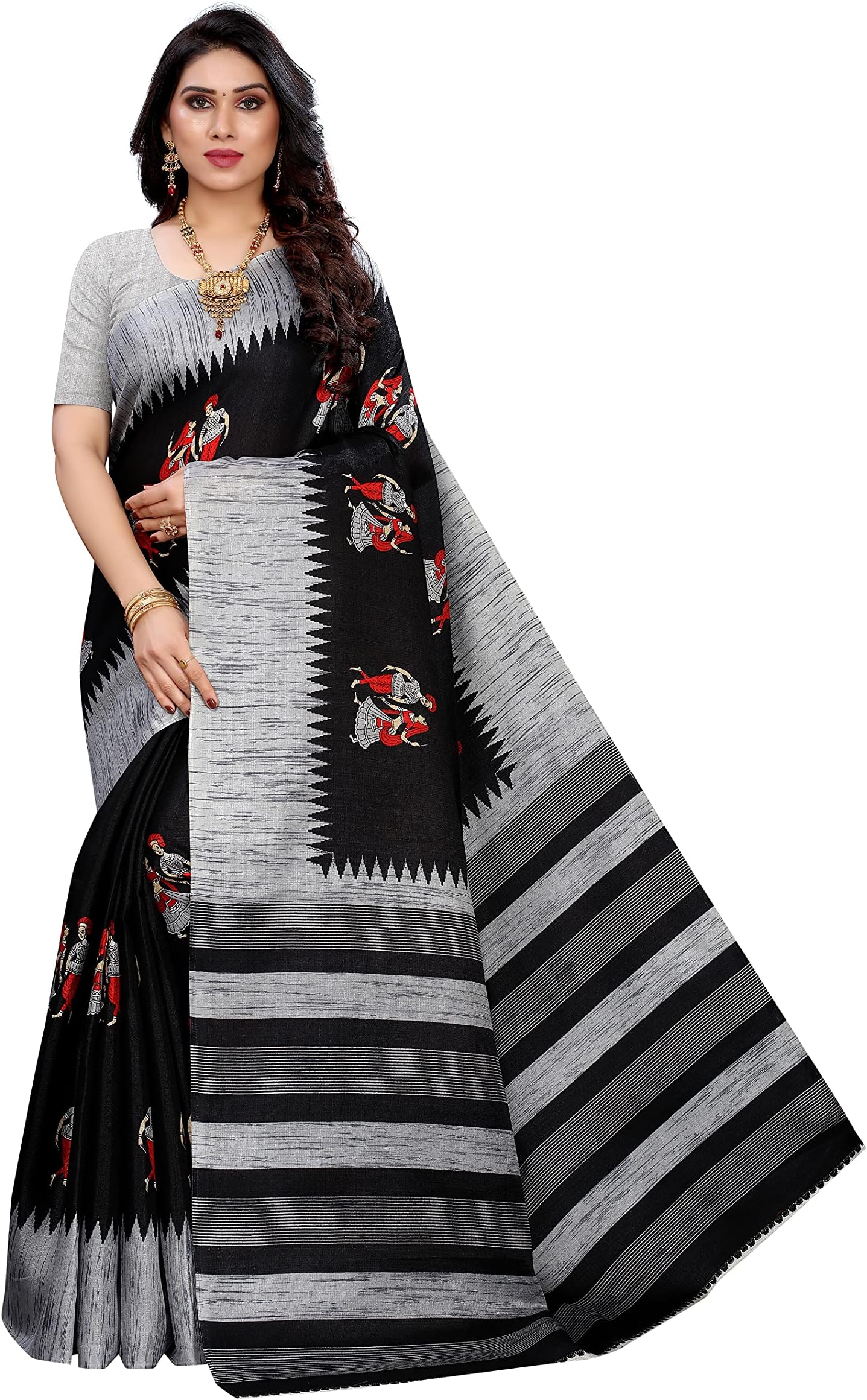 Women's Cotton Silk Printed Designer Indian Saree With Unstitched Blouse Piece