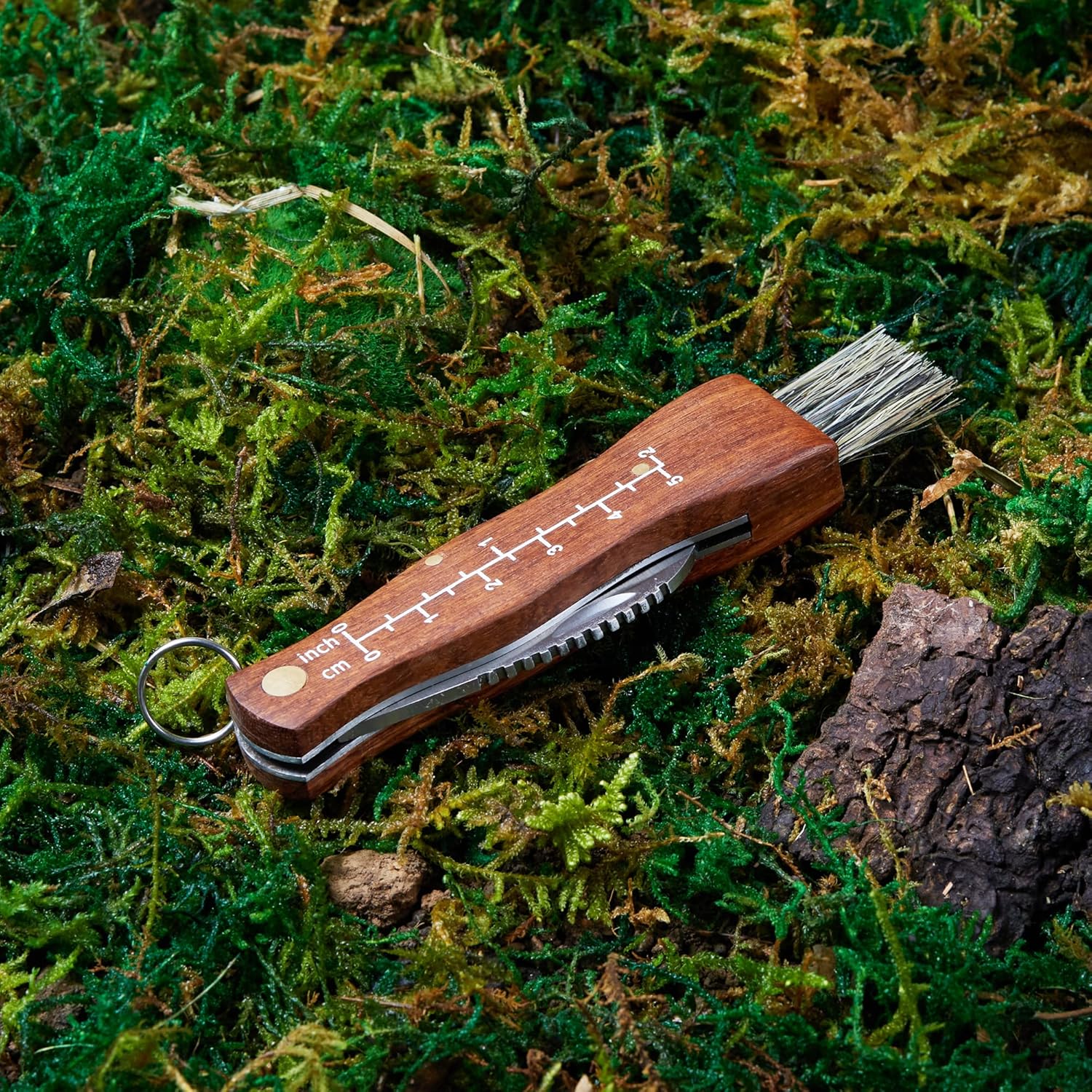 Mushroom Foraging Kit Folding Mushroom Knife with Brush + Pink Foraging Bag and Leather Strap Wood Handle Pocket Knife for Fungus Truffles Special Edition Set for Women