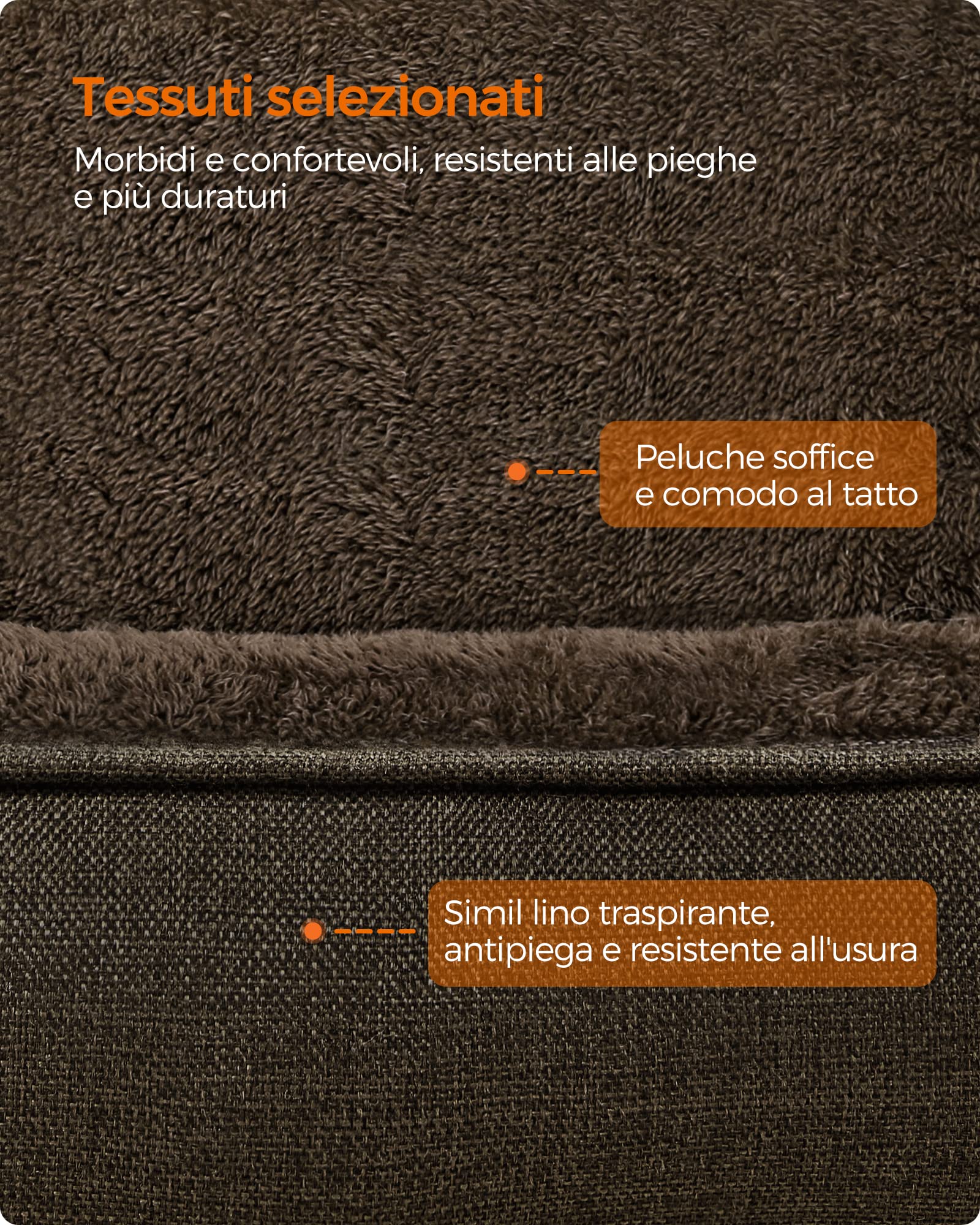 Feandrea Cuccia per Cani, Lettino per Animali in Simil Lino, Bordi Rialzati, Fondo Antiscivolo, Copertura Sfoderabile per Lavaggio, Taglia L per Cane Medio, 90 x 75 x 25 cm, Marrone PGW11CC