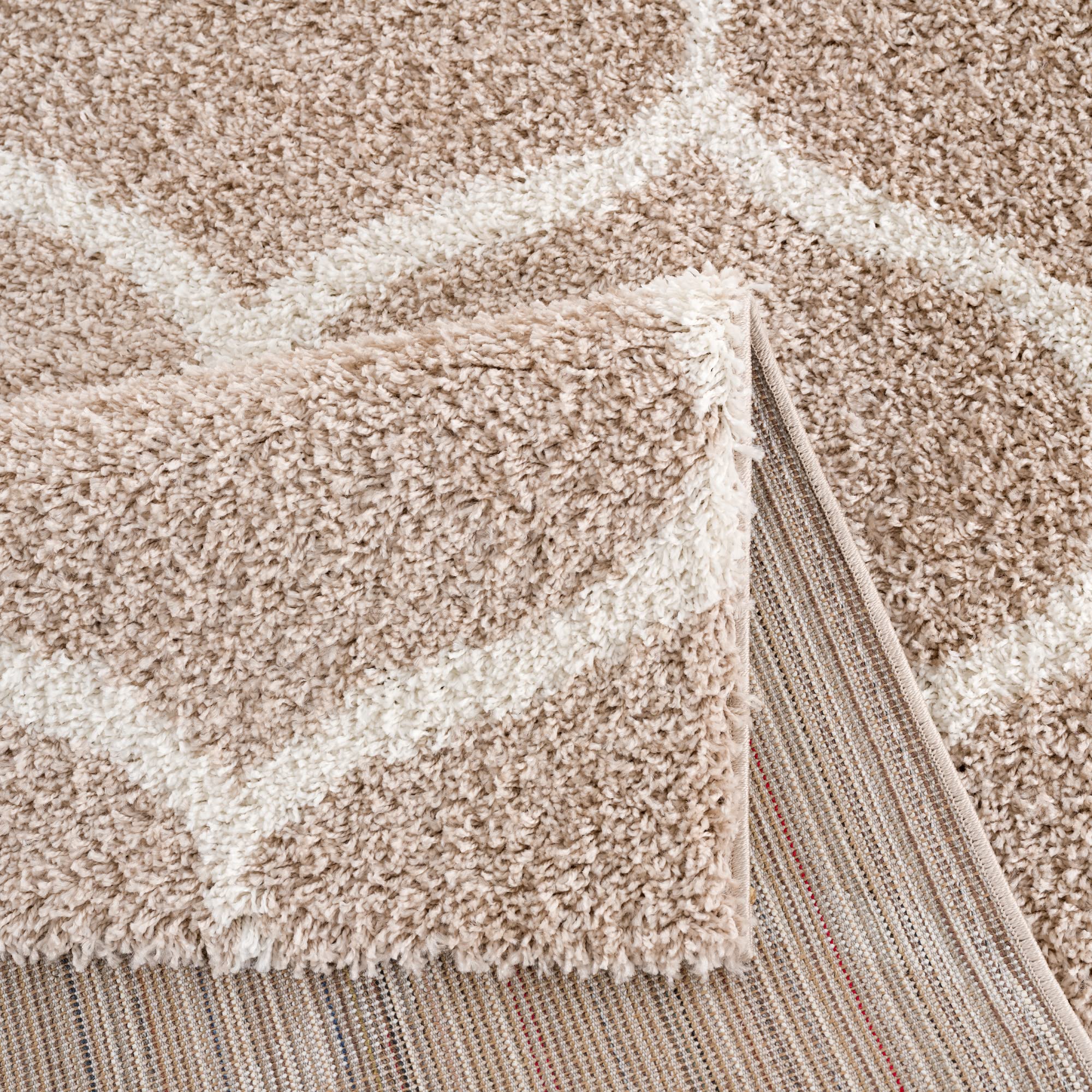 SANAT Madrid Shaggy Tapis à Poils Longs pour Salon, Chambre à Coucher, Cuisine - Beige - Dimensions : 120 x 170 cm