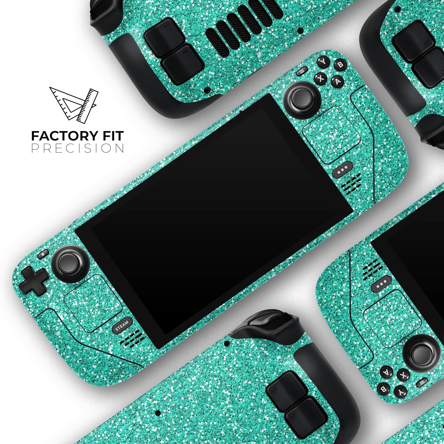 Compatible with Steam Deck - Skin Decal Protective Scratch-Resistant Removable Vinyl Wrap Cover - Sparkling Teal Ultra Metallic Glitter