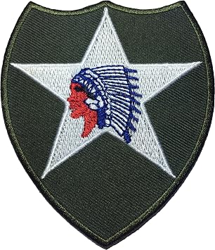 2nd Infantry Sign Badge US Army Indian Head Shoulder Sew on Iron on Embroidered Applique Patch IRON-2ND-INDIAN-DIV