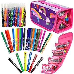Kit De Dessin Licorne Pour Filles - Mallette Avec Stylos Pailletés, Crayons, Marqueurs Tampons - 60 Pièces - Cadeau Créatif Enfant