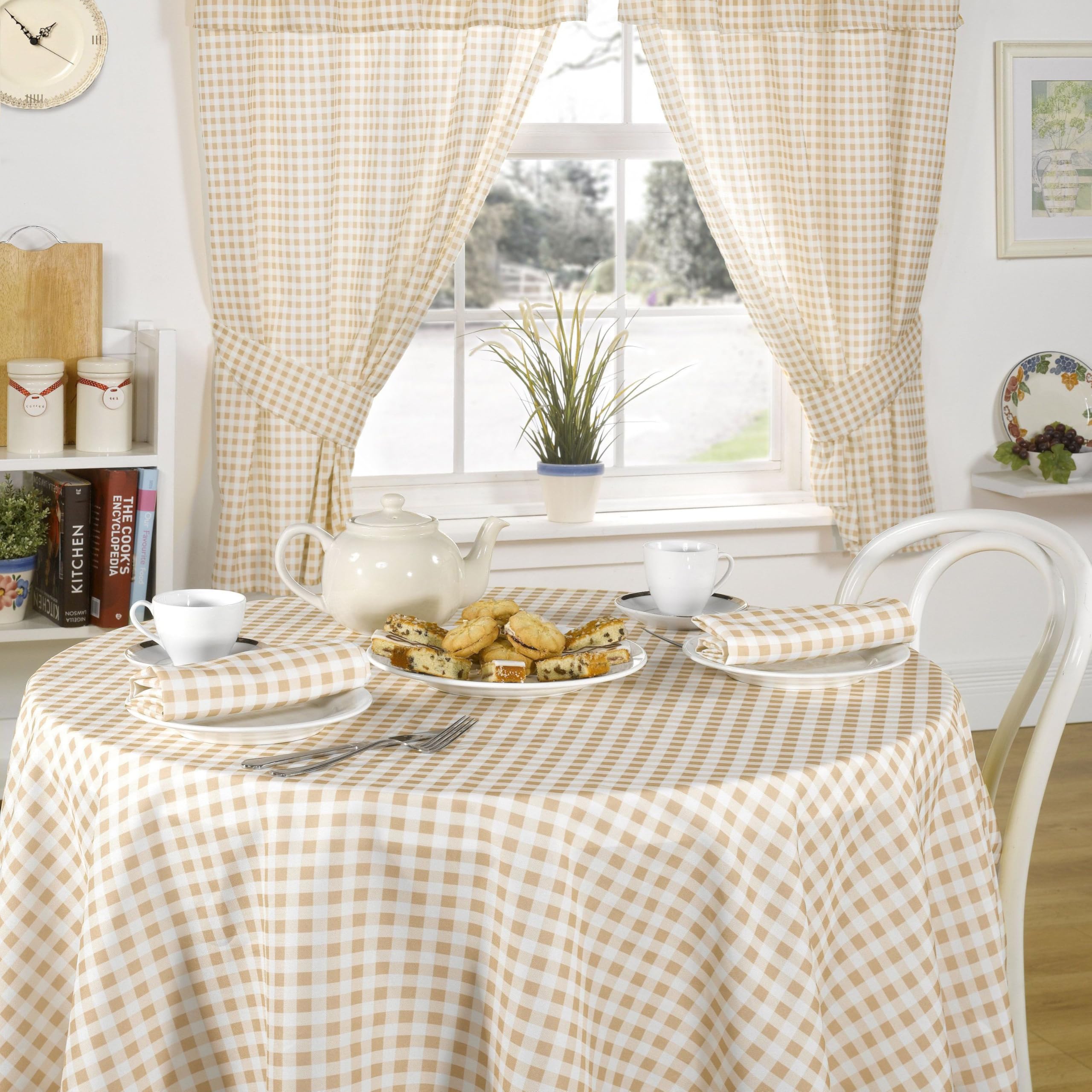 Emma Barclay  Beige Kitchen Curtains Pencil Pleat With Tiebacks Molly in Size 117x122cm, Sports Direct