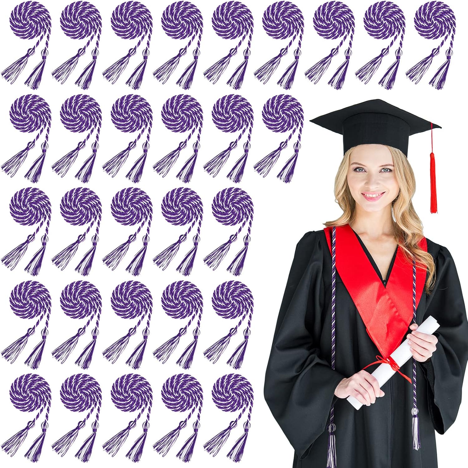 Amazon.com: Woanger 30 Pcs 2026 Graduation Cords 67 Inch Braided Honor ...