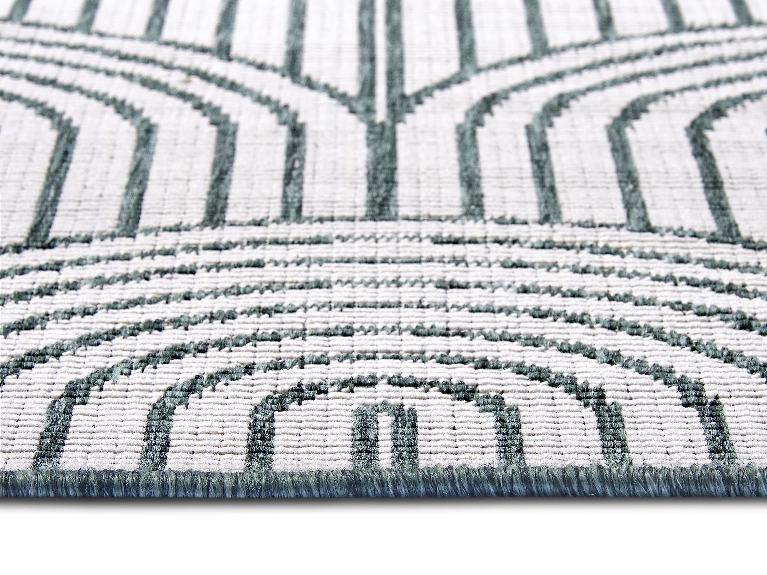 Hanse Home Pangli Tapis d'extérieur résistant aux intempéries – Tapis réversible Style scandinave bohème imperméable uni géométrique Effet 3D pour Jardin, Balcon, terrasse, Salon – Vert 80 x 150 cm