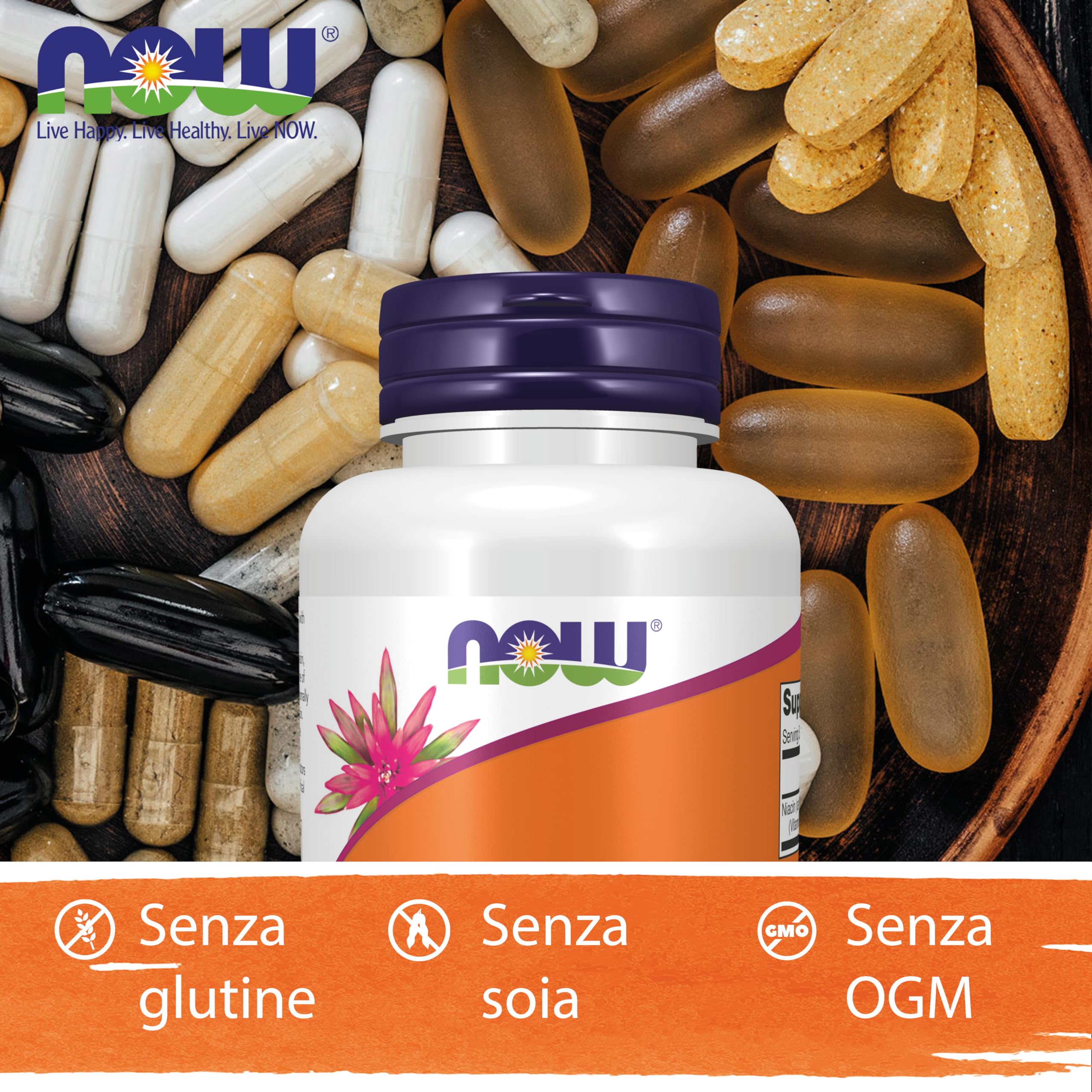 Now Foods, Niacinamide, 500mg, Capsule vegane, Testato in Laboratorio, Vitamina B3, Senza Glutine, Senza Soia, Vegetariano