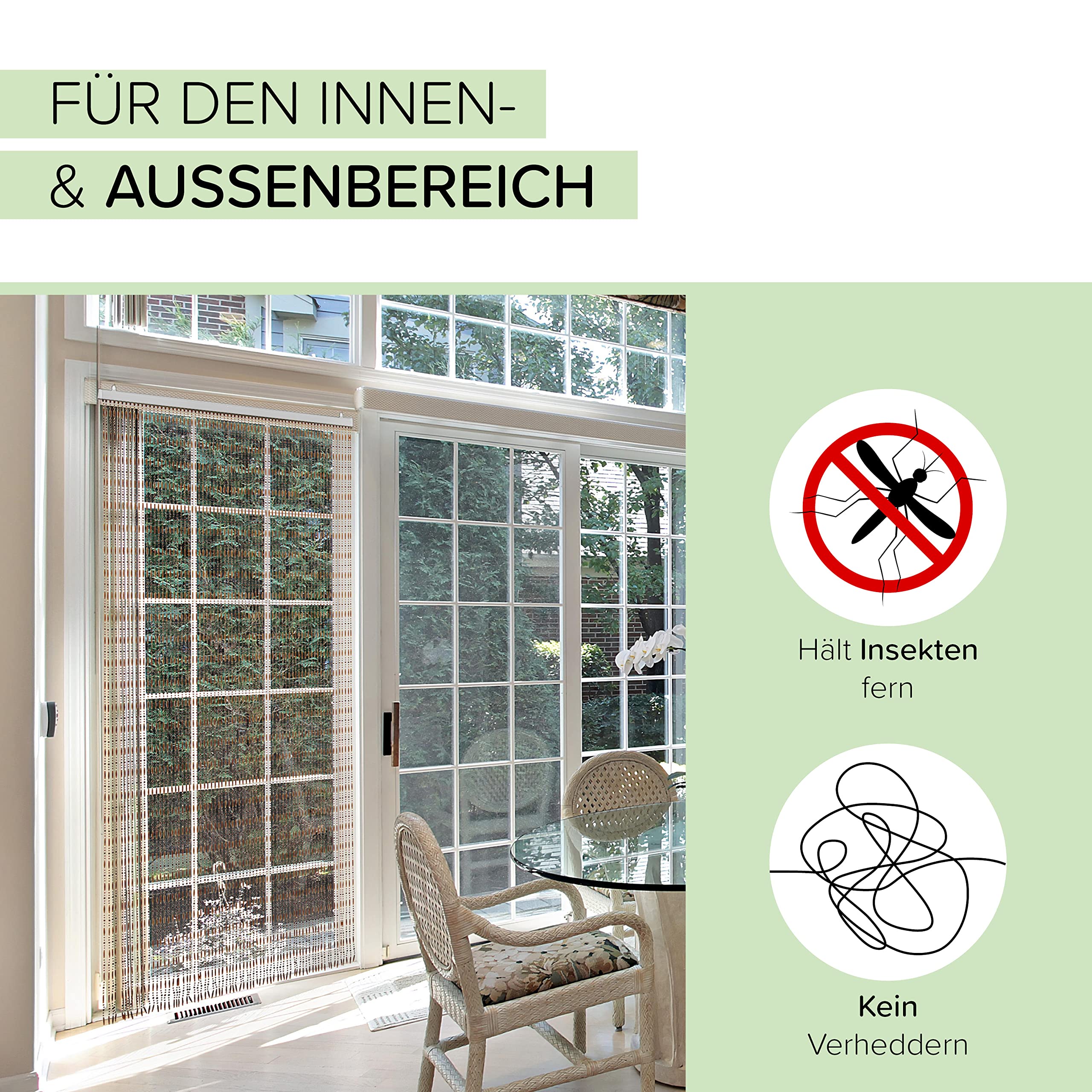Kobolo Türvorhang Amber Perlenvorhang 90x200 cm - Dekovorhang - rechteckig - Zimmertüren, Balkon/Terrassentür