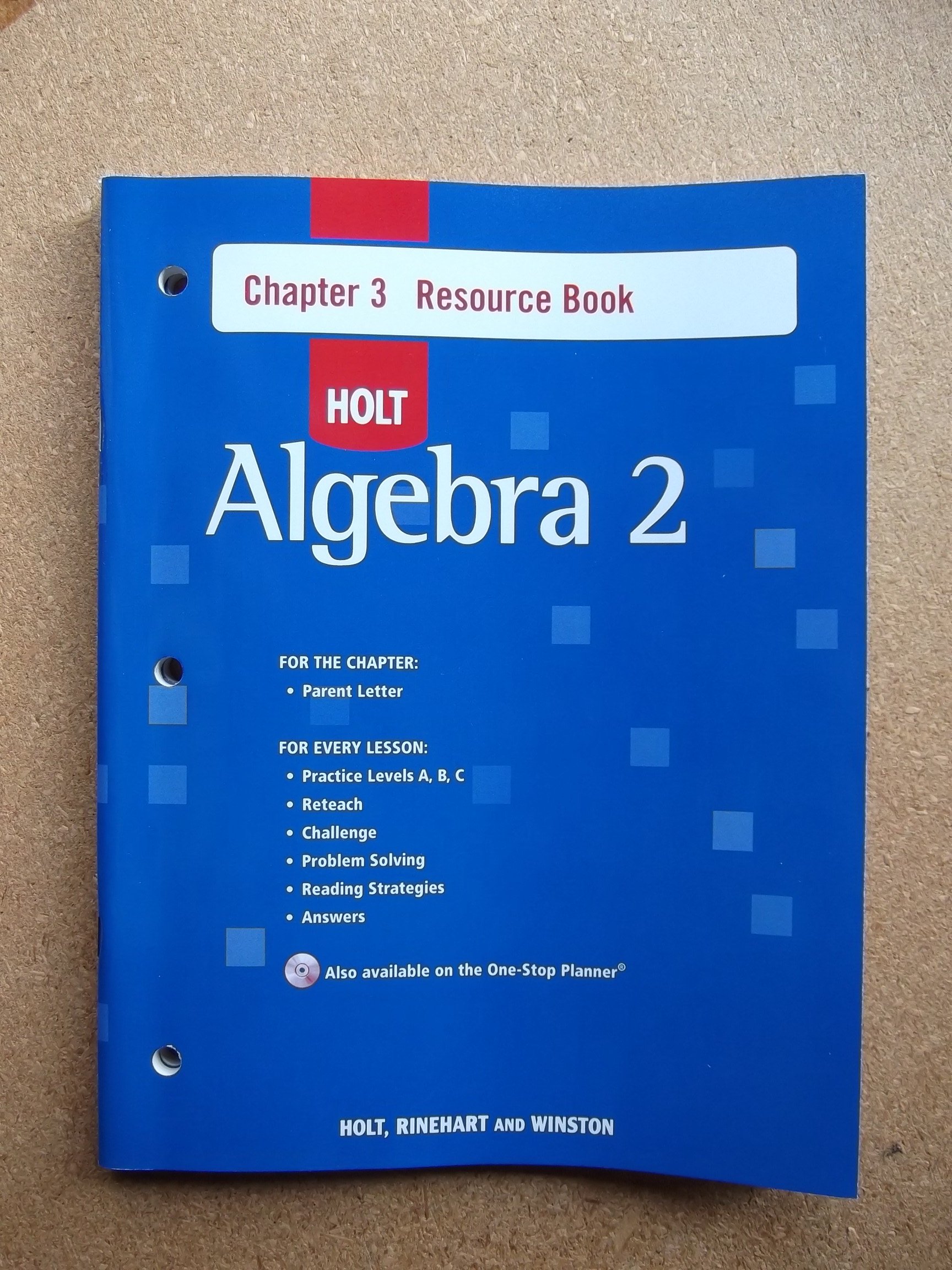 Amazon.com: Holt Algebra 2: Resource Book With Answers, Chapter 3: ...
