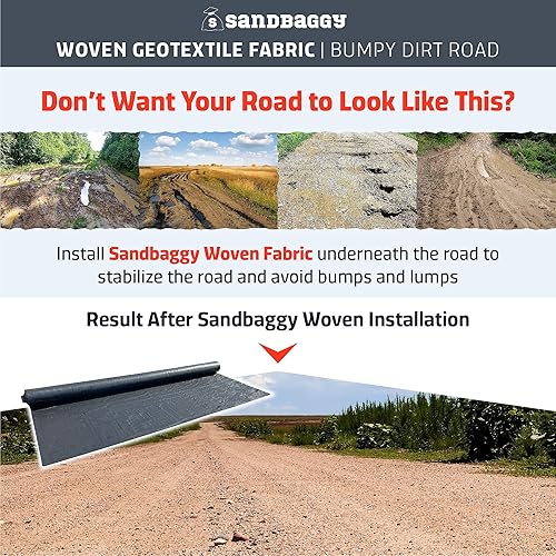 Miniatura 7 de Sandbaggy Tela tejida de geotextil para paisaje, tela de 50 años*  para estabilización del suelo y capa inferior para adoquines, entradas,