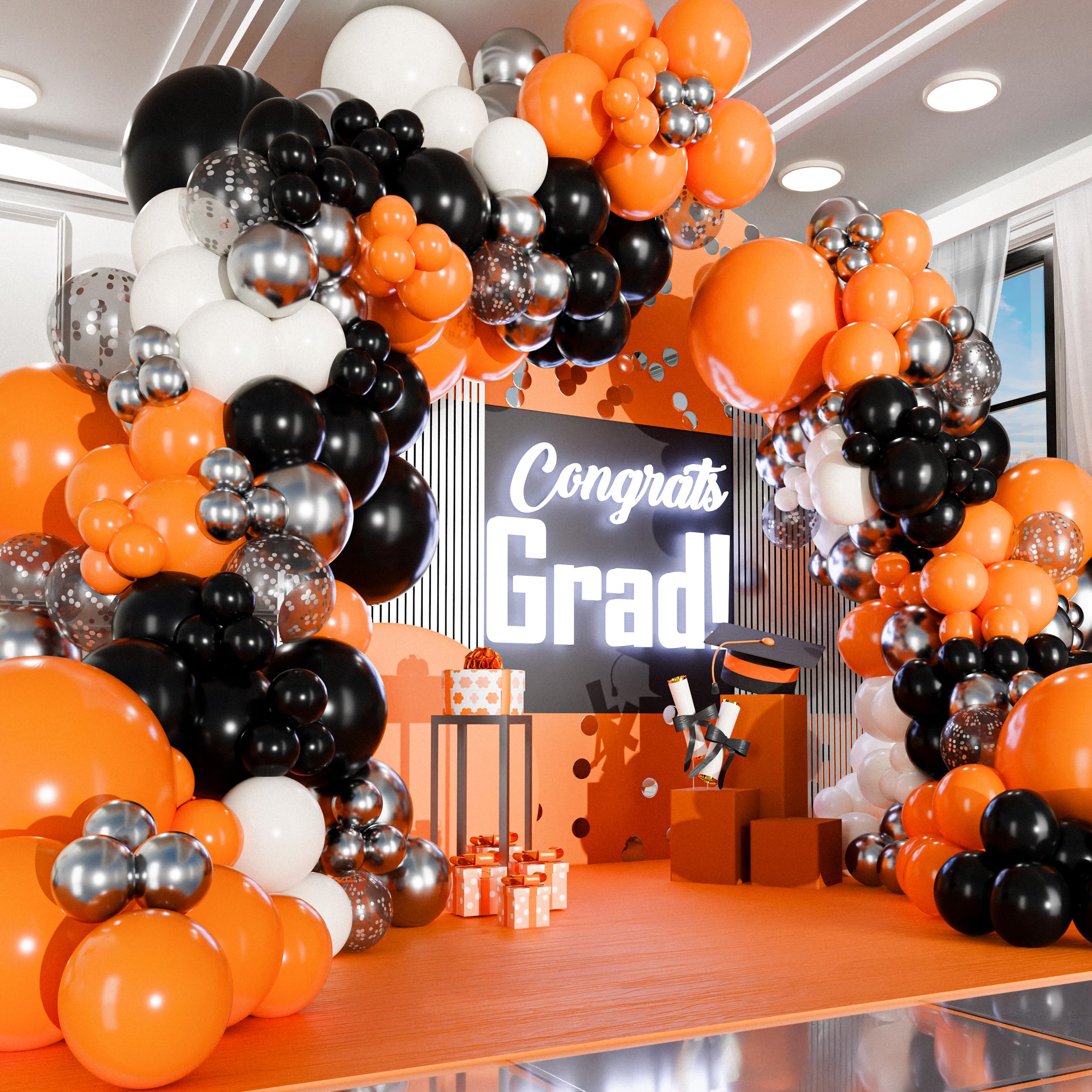 Amazon.com: ALL-IN-1 Orange and Black White Balloons Arch Kit & Garland