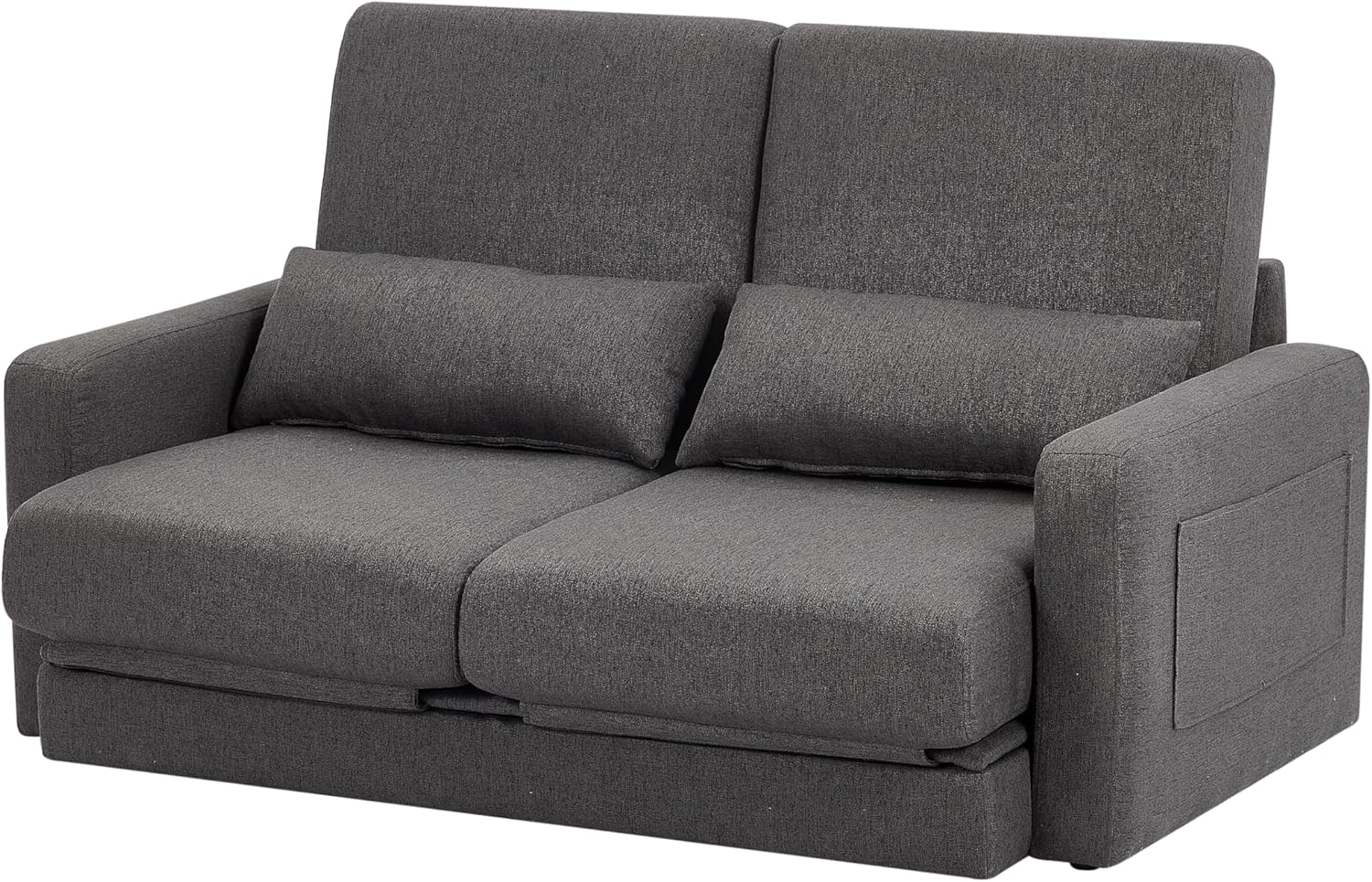 LVHOM ソファ 2人掛け コンパクト 収納付き 幅117cm ローソファ可能 ファブリック 肘掛け付き 2WAYカウチソファー