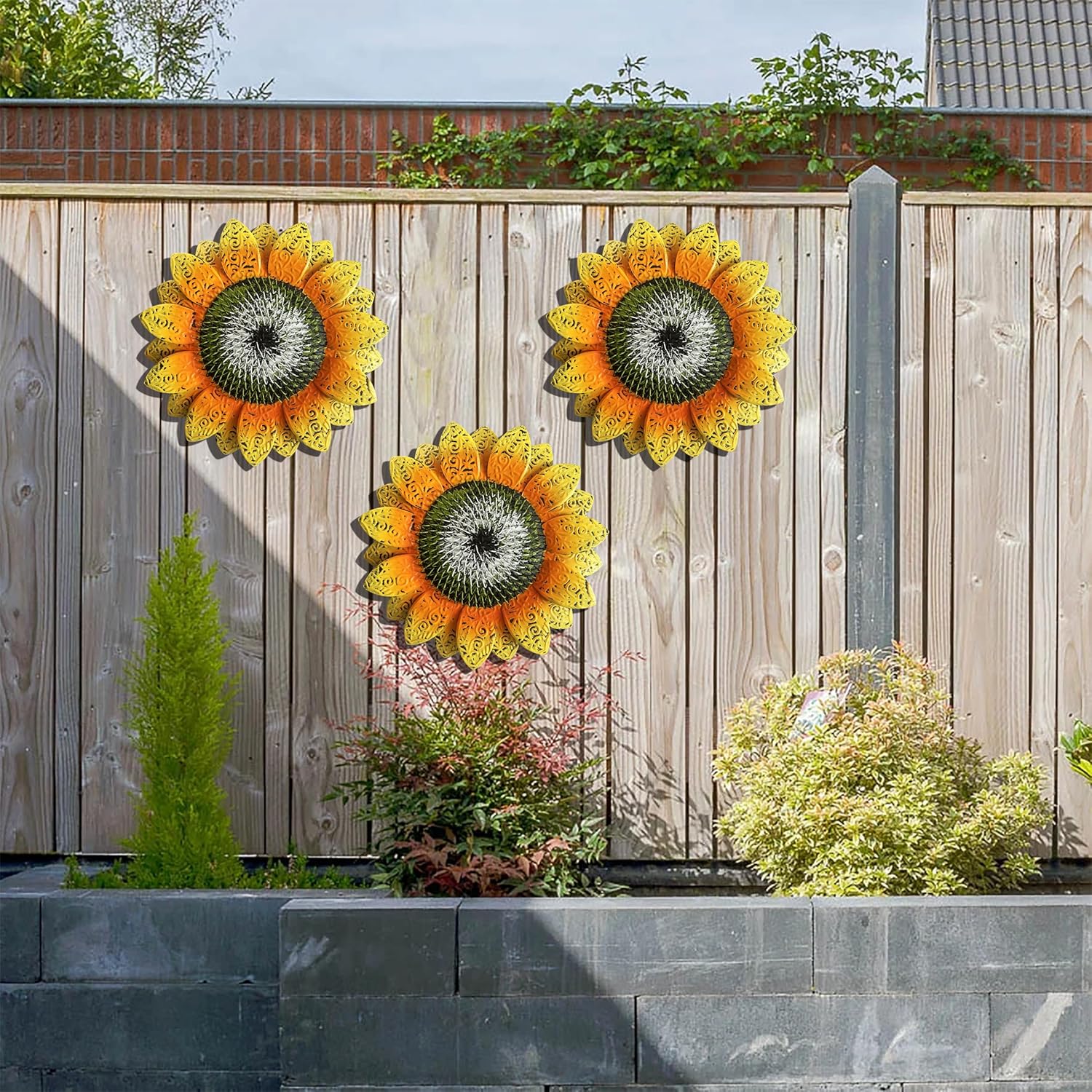 Garden Decor for Outside,2 Pack 40 inch Sunflower Garden Stakes Spring Decor, Metal Flower Yard Art for Outdoor Lawn Ornaments, Garden Pathways, and Patio Decoration