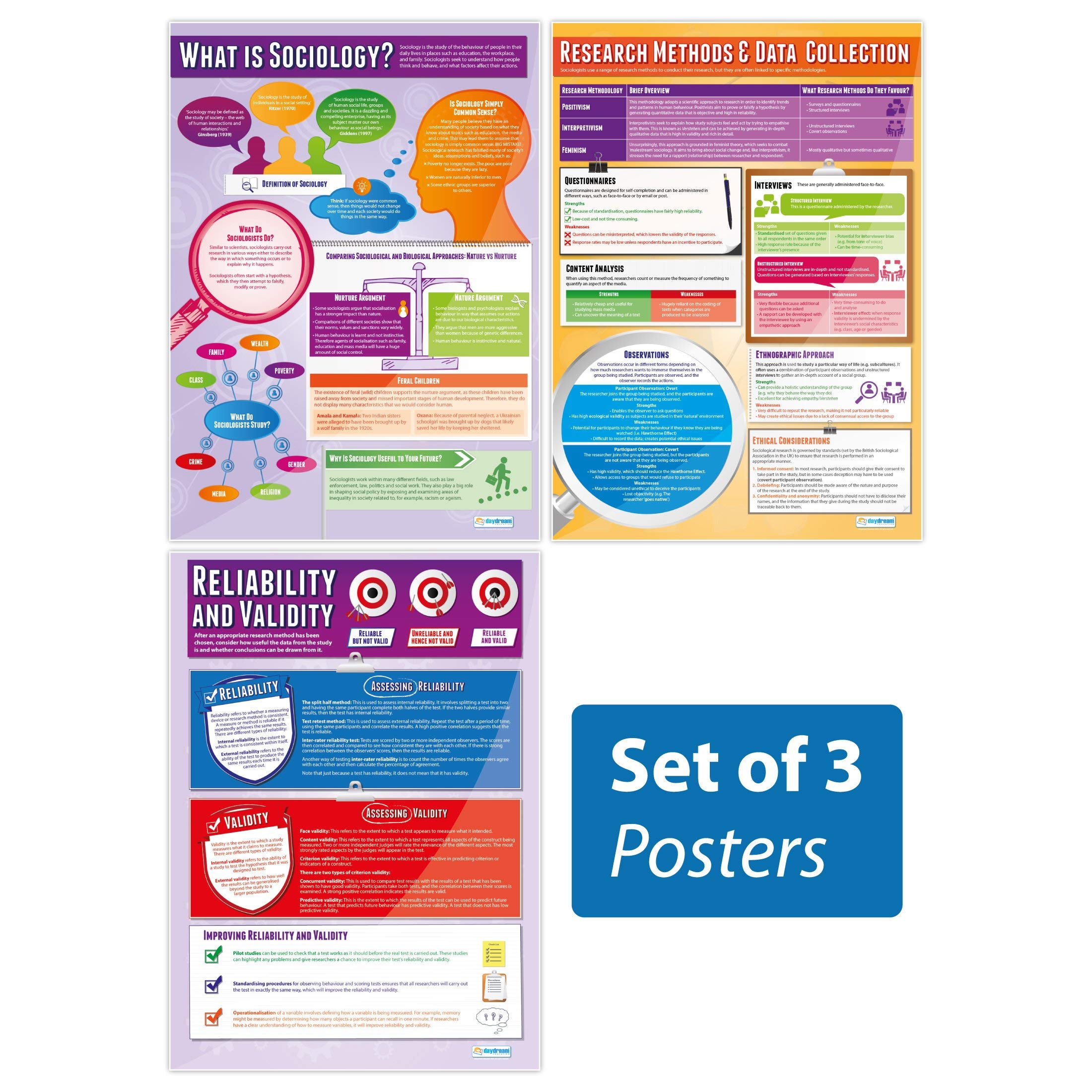 Daydream Education Introduction to Sociology Posters - Set of 3, _Introduction to Sociology Posters - Set of 3