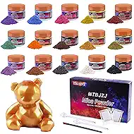 MTBJZJ Mica Powder for Resin, 15 Colors - 20g/Bottle of Epoxy Resin Color Pigment,for Candle Dye, Lip Gloss Pigment, Soap Making, Slime Colorant, Paint, Bath Bombs,Nail Polish and Eye Shadow
