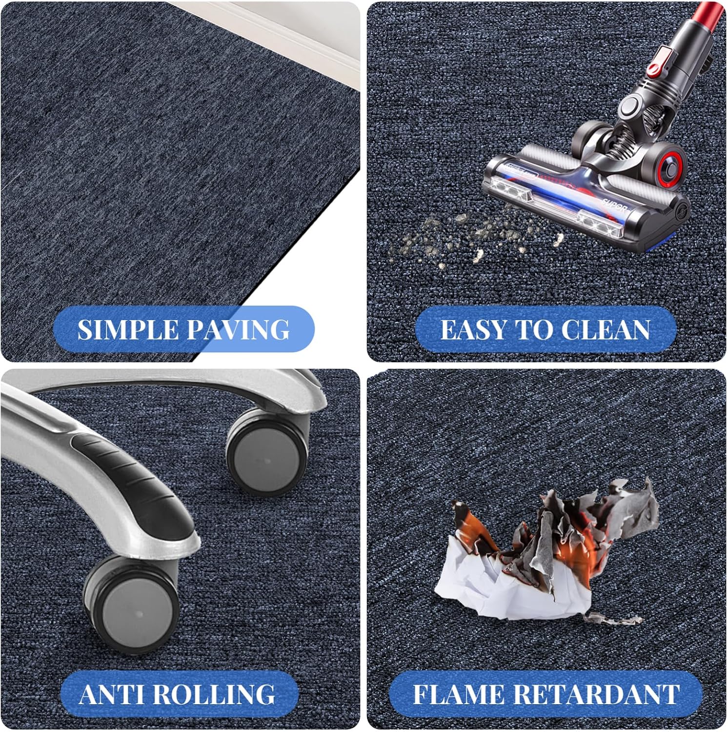 Uonlytech 20pcs Commercial Grade Office Floor Mats Carpet Tiles Sound-Absorbing Easy to Install Fire Retardant Square Mats for Home Office Use