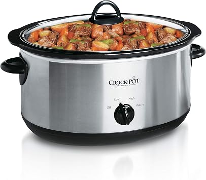 Crock-Pot Large 8 Quart Oval Manual Slow Cooker, Stainless Steel SCV800-S