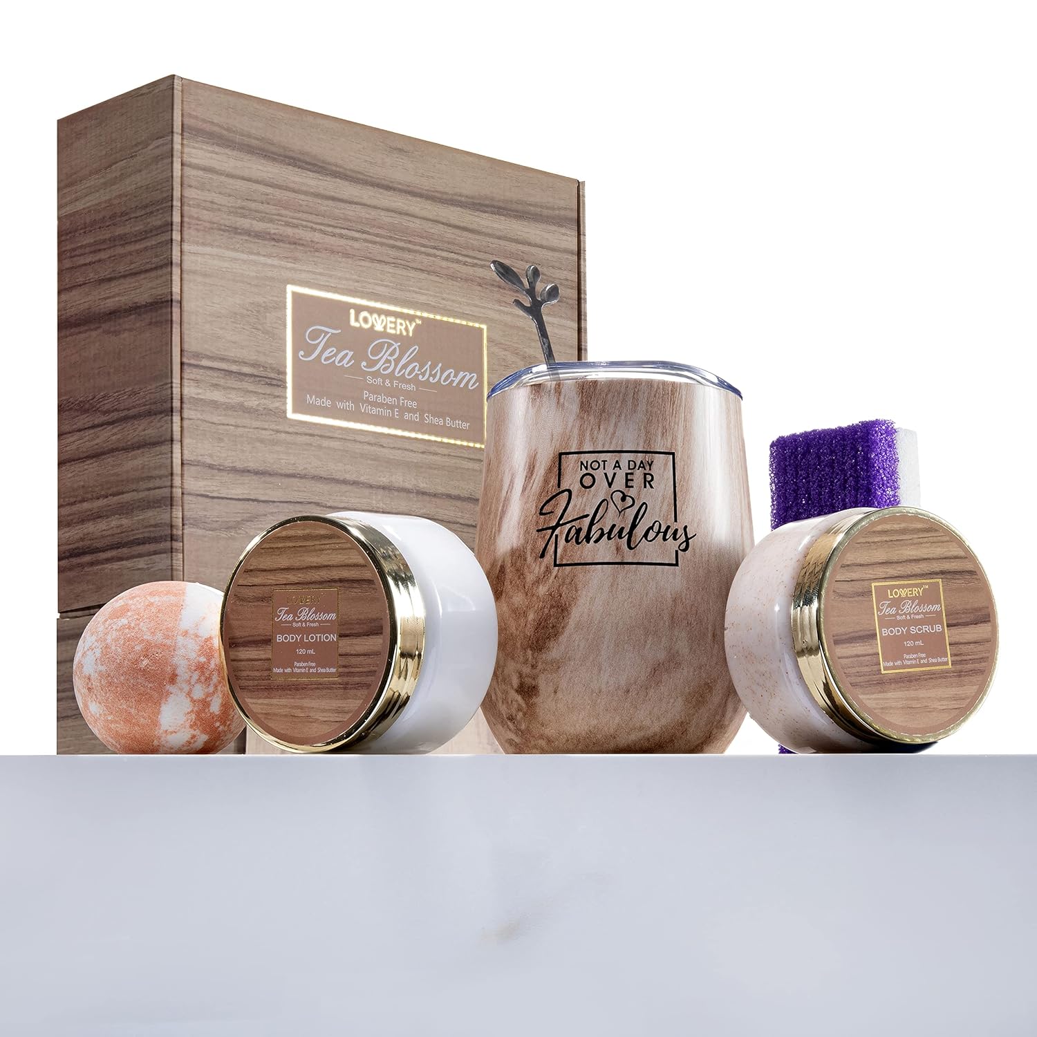 Birthday Gift Thank You & Inspirational Gift for Women, Appreciation Gifts for Teacher, Employee, Boss, Nurse, Dad, Mom - Tea Blossom Spa Kit, Care Package, Funny Happy Birthday Wine Gifts for Men