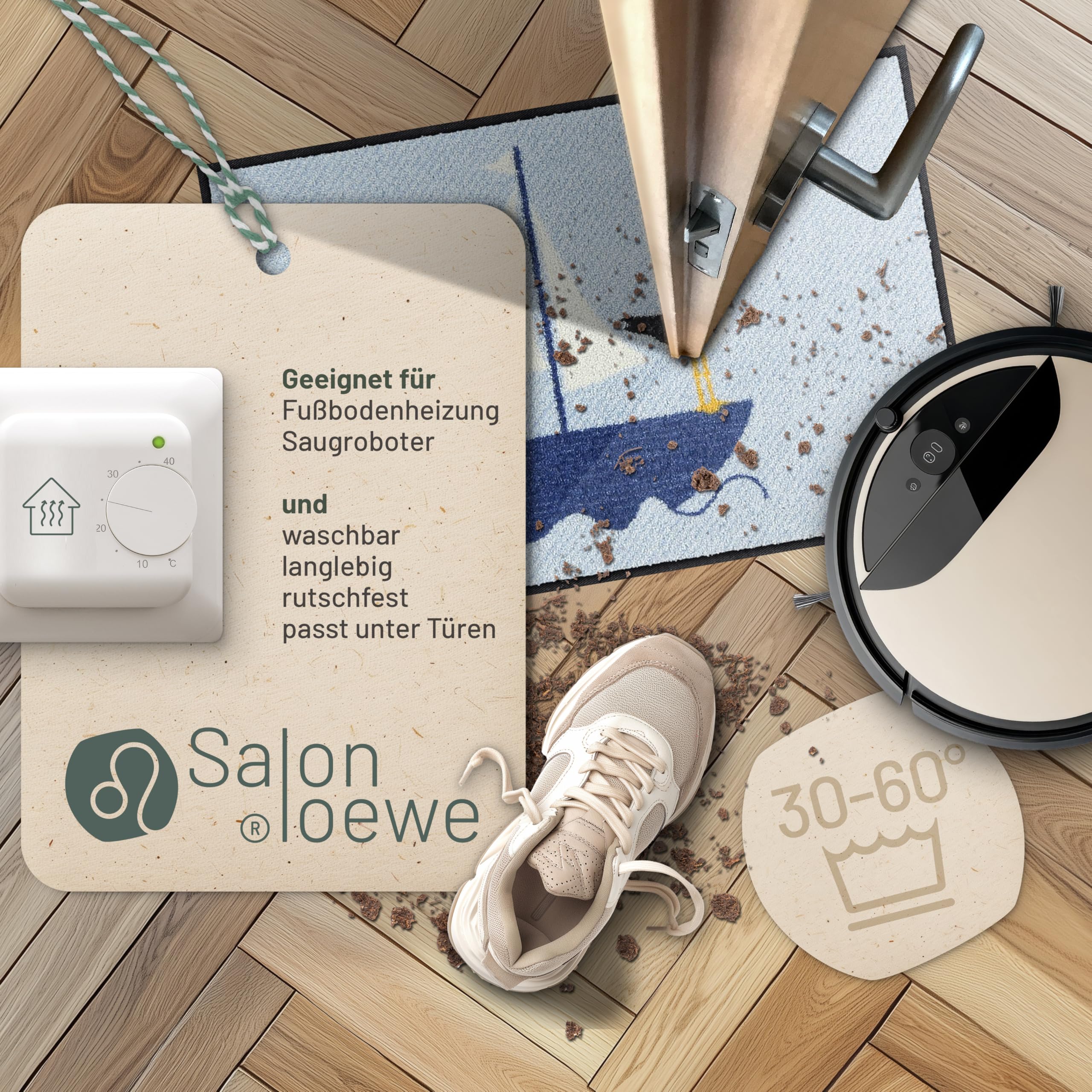 Salonloewe Captain Jonas Paillasson lavable et antidérapant, 50 x 75 cm, 100 % PVC, pour l'intérieur et l'extérieur