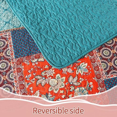 Vista 89 de BEDIFANY - Juego de colcha de algodón, tamaño queen, ligera, de estilo bohemio, suave, para decoración de la cama en todas las estaciones