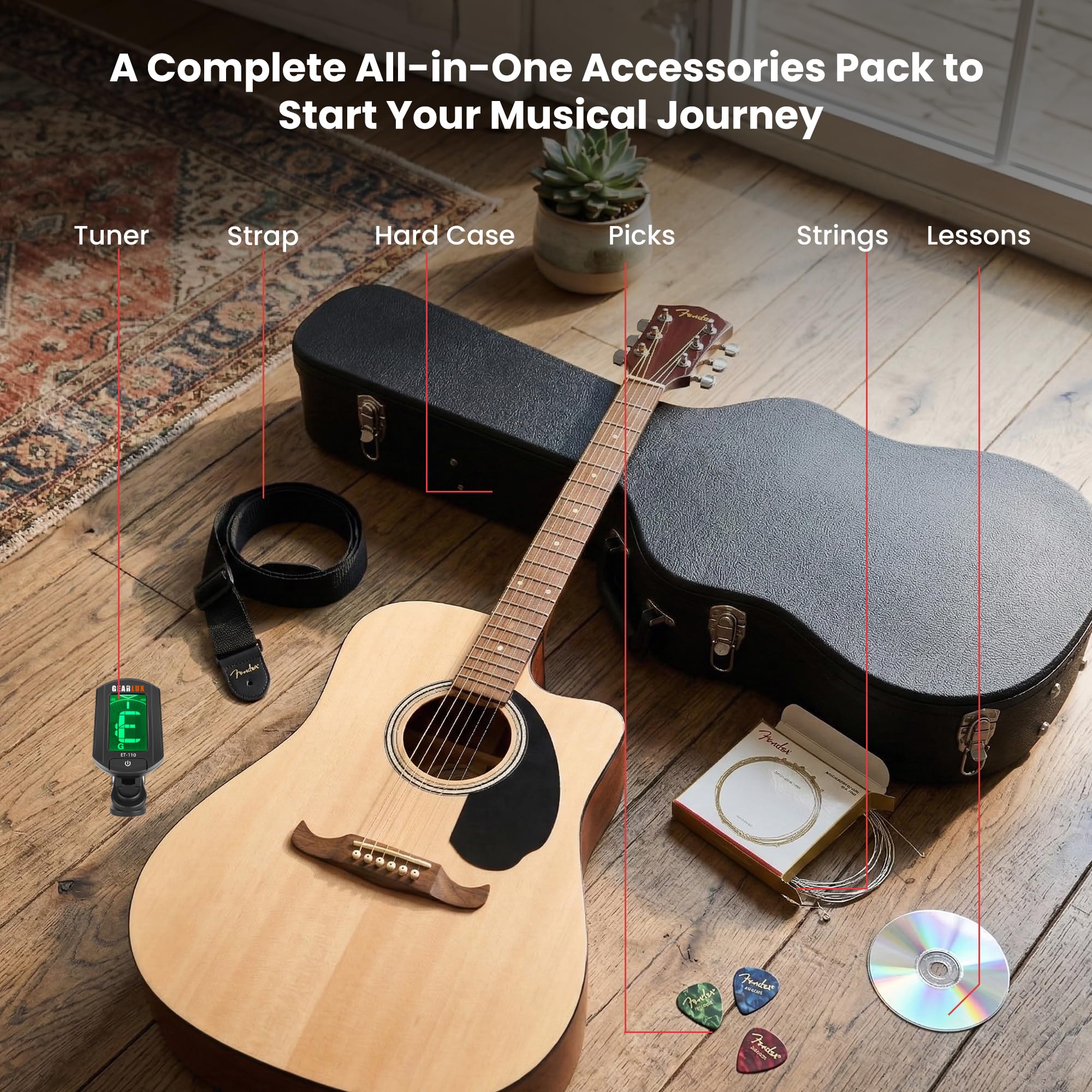 Amazon | Fender FA-125CE ドレッドノートカッタウェイ