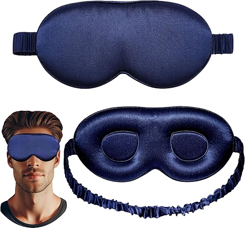 Antifaz de seda para dormir para mujeres y hombres - Máscaras opacas 3D contorneadas para ojos para dormir extensiones de pestañas - 22Momme seda de