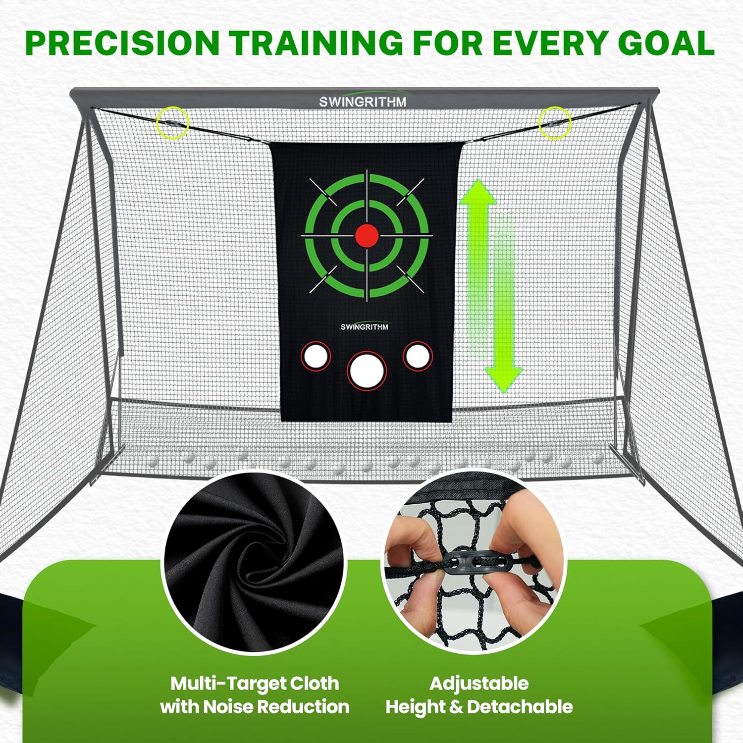 Golf Practice Hitting Net for Driving Real Balls - 10x7ft Heavy Duty Golf Nets for Backyard with Hitting Target Indoor & Outdoor Driving Range Practice, Portable with Carry Bag