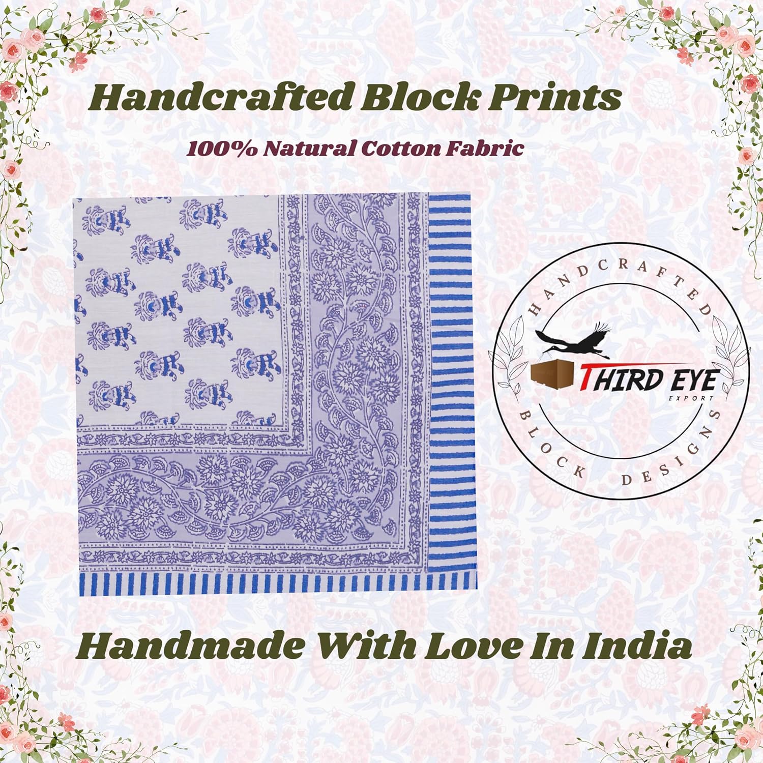 Hand Block Printed Cotton Sarong Wraps for Women – Lightweight Beach Swimsuit Cover Up, One Size Pareo (73 x 44 In) - Image 7