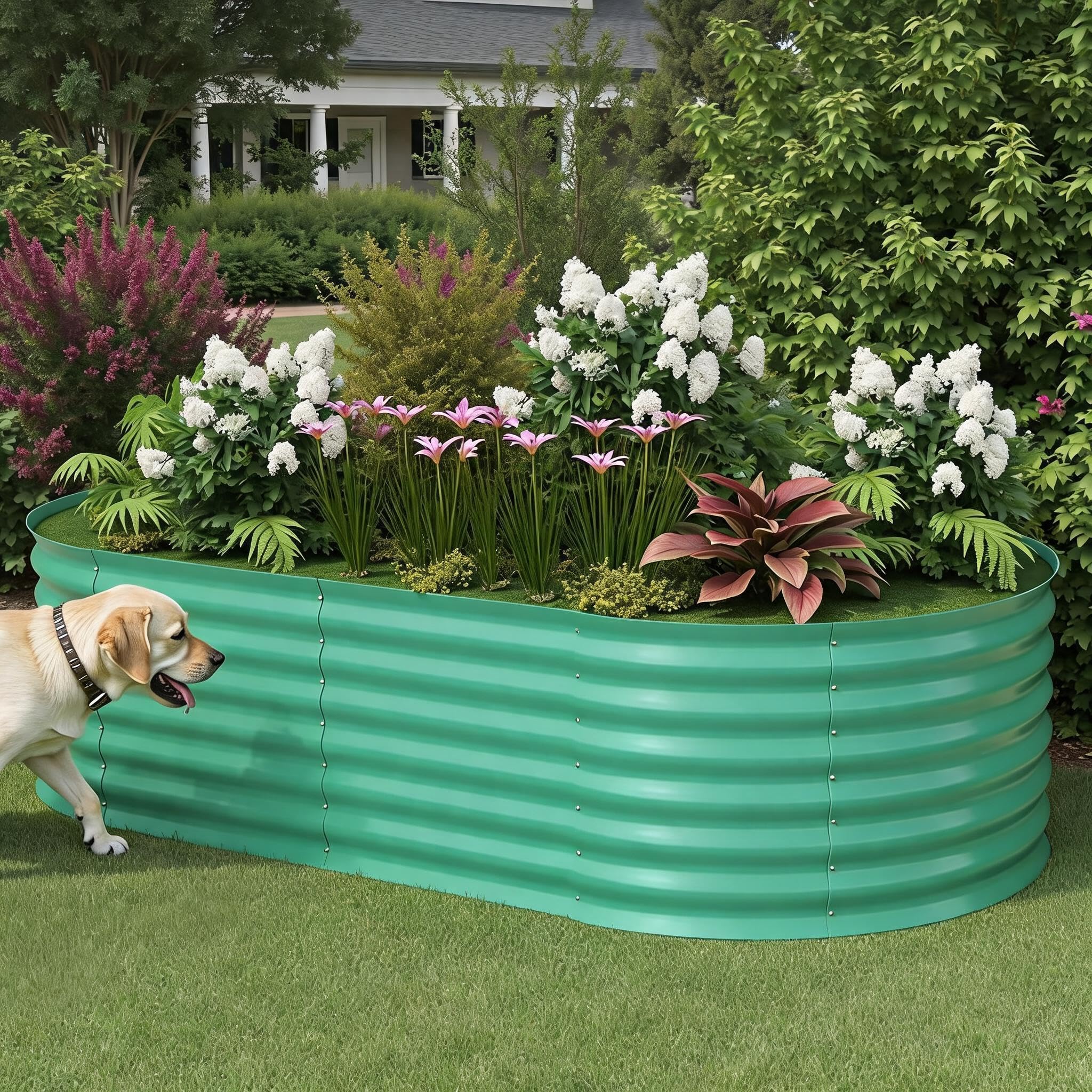 Galvanized Raised Garden Bed, Metal Outdoor Planter Box for Flowers Herbs Vegetables, Rust-Resistant Raised Garden Beds for Gardening,Outdoor Garden Box & Planters,Easy Assembly– Green, 180x90x60cm