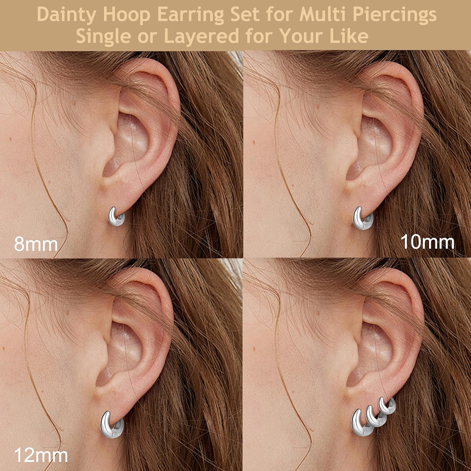 Wgoud Small Gold Hoop Earrings Set for Women, 6 Pairs 14K Gold Plated Hypoallergenic Lightweight Huggie Hoops Earrings, Trendy Cartilage Cubic Zirconia Earrings for Women Gifts. - Image 4