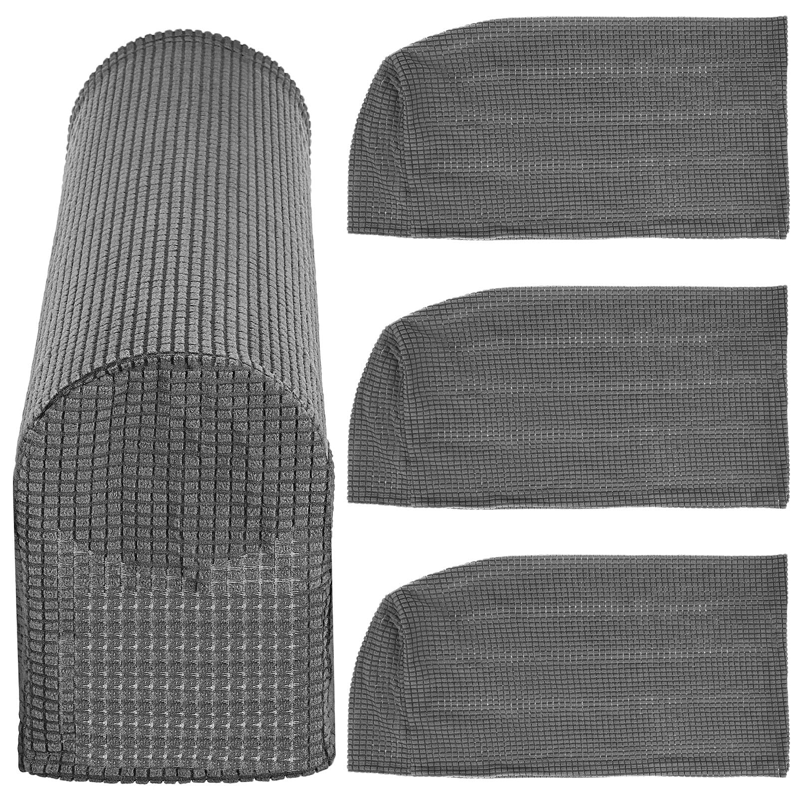 Fundas para brazos de sofá lavables, protector de reposabrazos gris plata de poliéster resistente