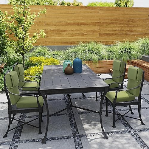 Miniatura 2 de Aoodor Cojín para silla de patio con respaldo alto, funda de tela de olefina, espuma de esponja, 46 x 21 x 4 pulgadas, juego de 4 (solo cojines)