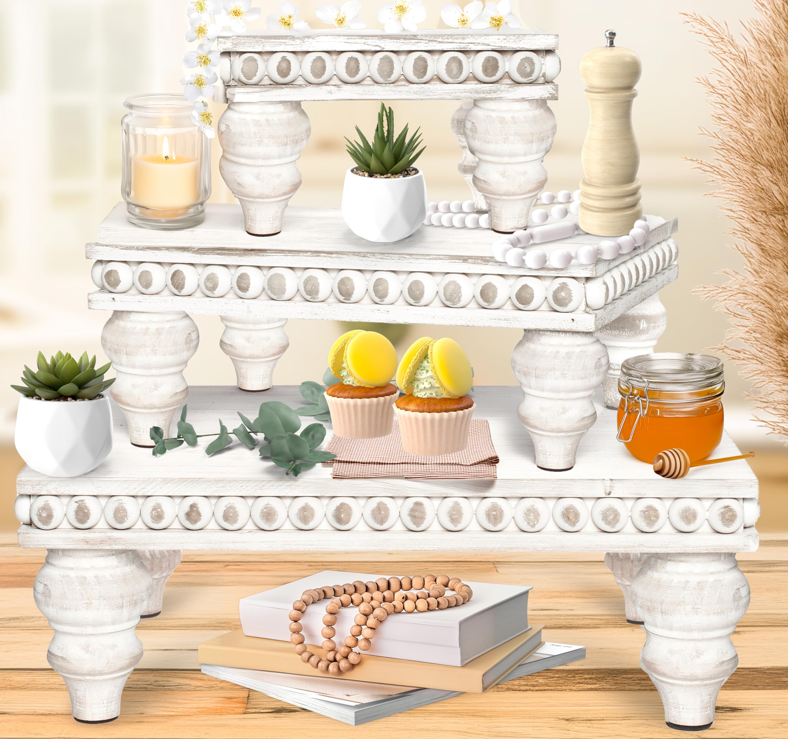 Amazon.com: Decorative Tray [Set of 3] Wooden Tiered Tray Stand