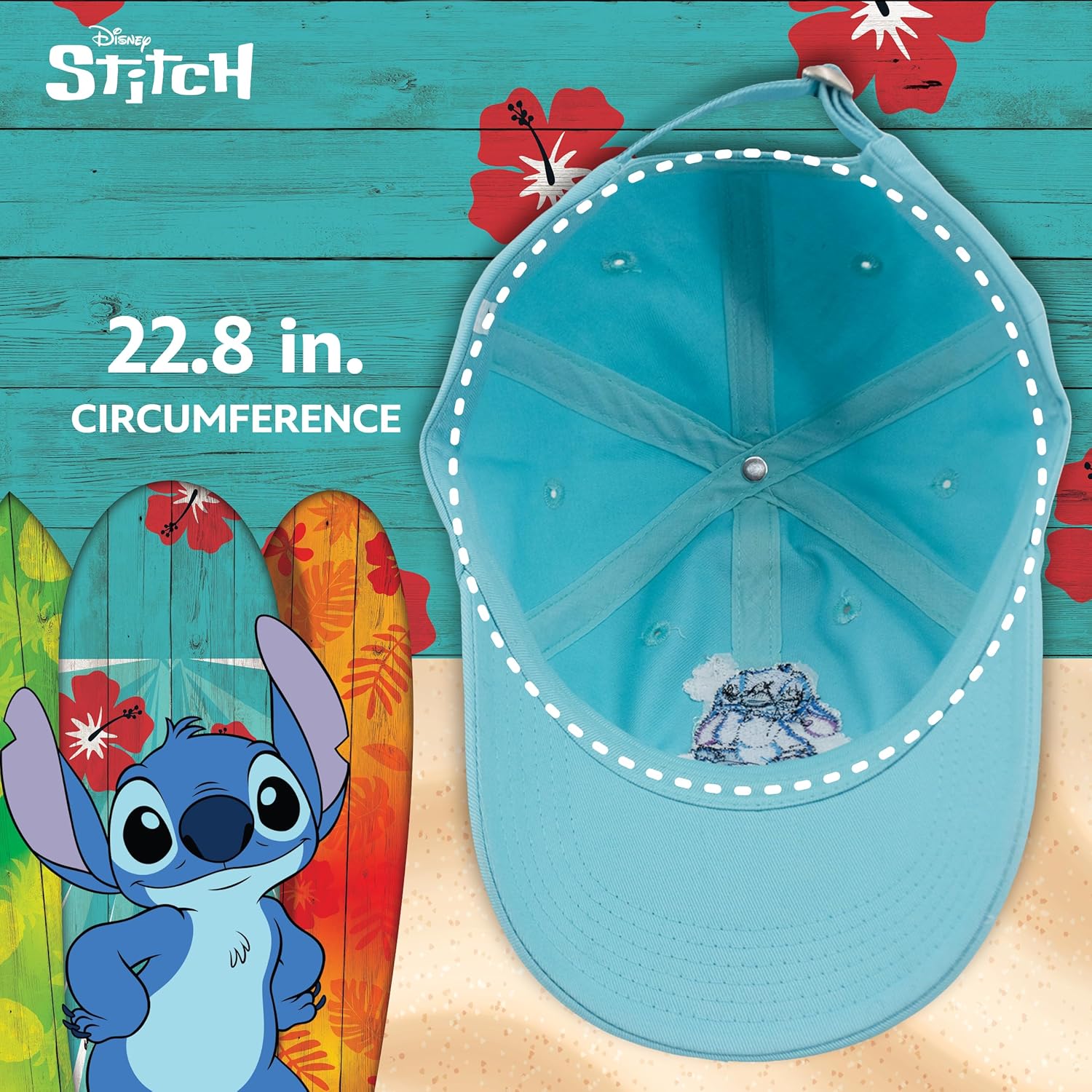 Disney Stitch Dad Hat, Sparkle Eyes Cloud Adjustable Baseball Cap with Curved Brim, Blue - Image 5