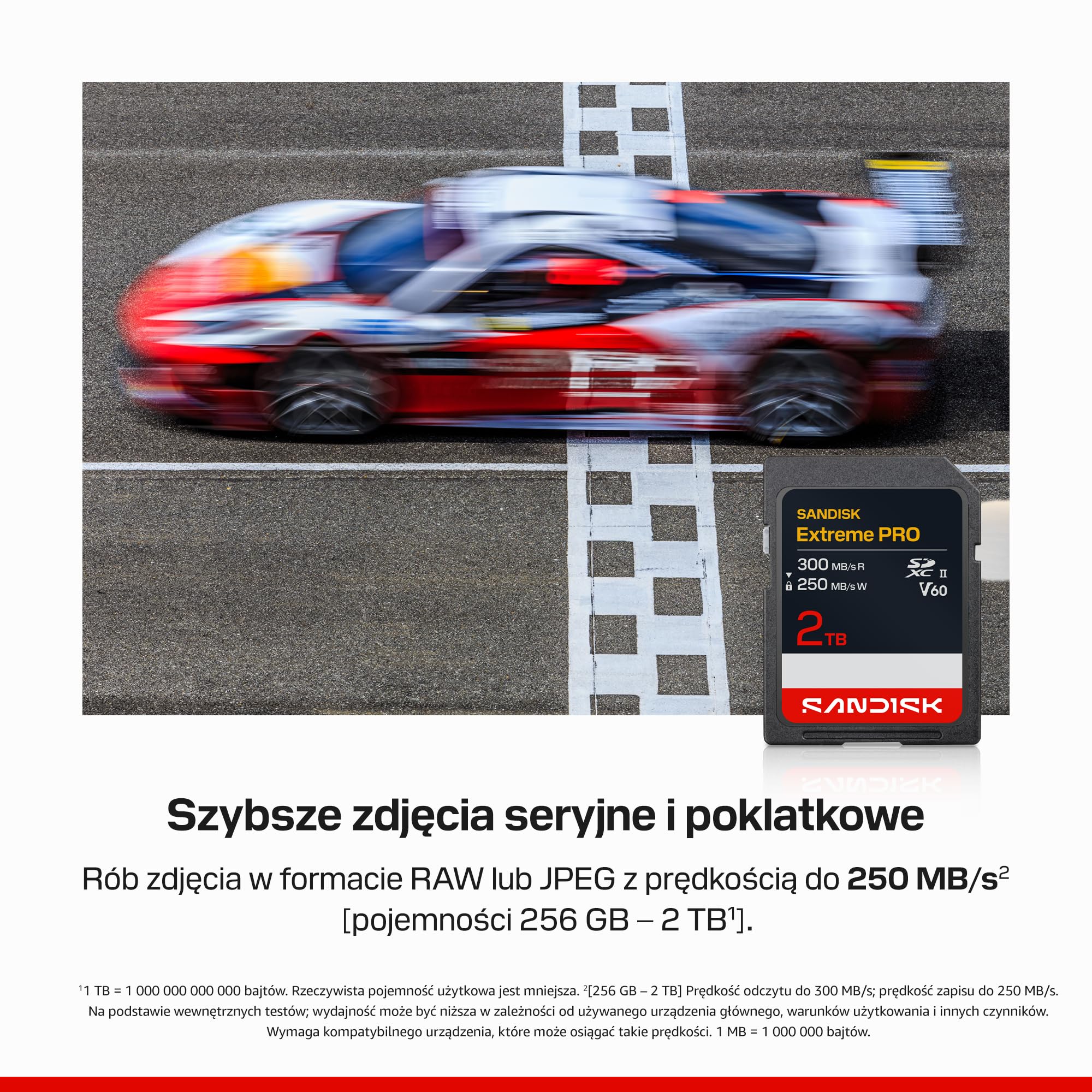 SANDISK Extreme PRO SDXC Karta UHS-II V60 128 GB (odczyt do 300 MB/s, zapis do 210 MB/s, 4K UHD, Full HD, U3, C10, V60) kompatybilna z lustrzankami cyfrowymi i aparatami bezlusterkowymi