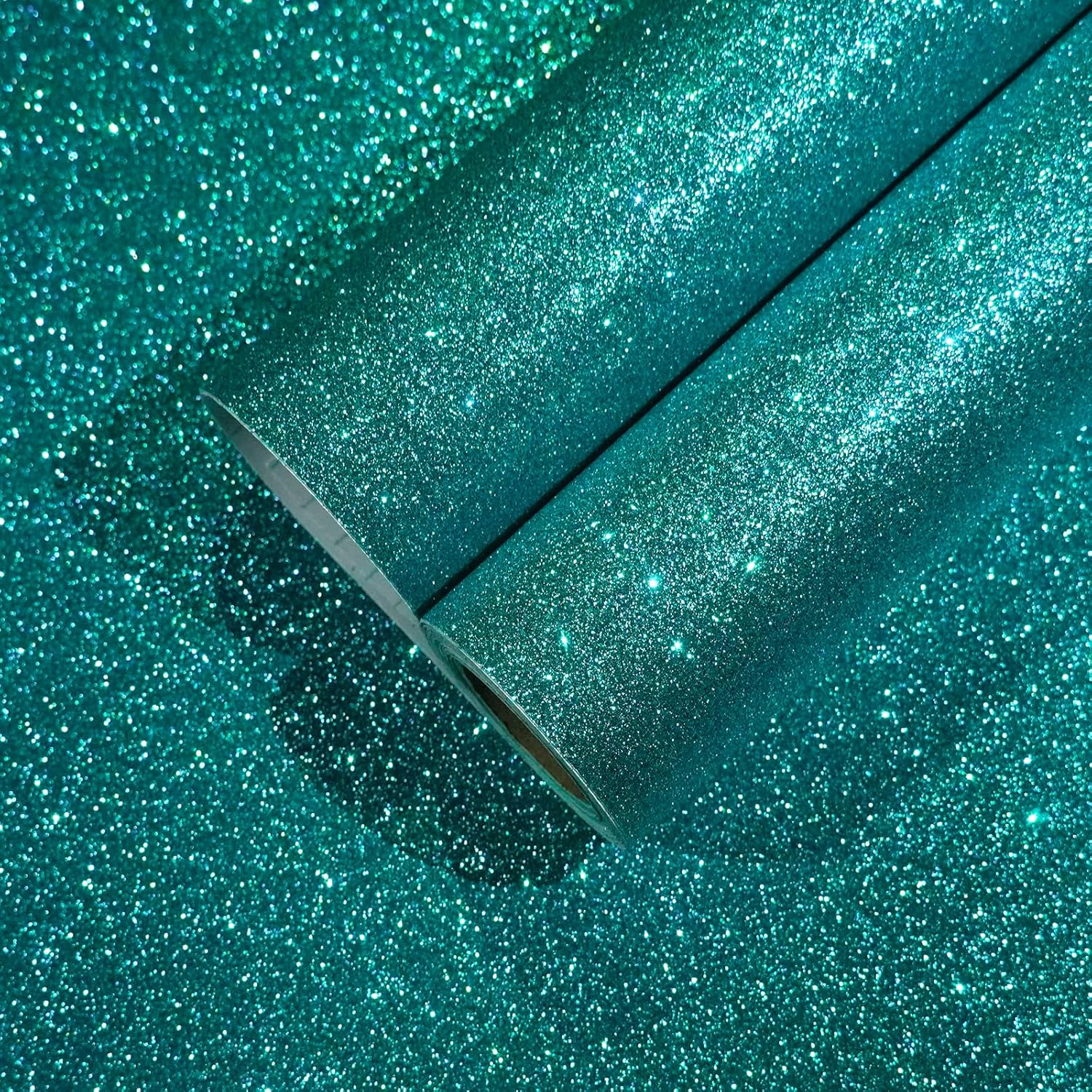 CHIHUT Teal Blue Glitter Wallpaper for Bedroom Teal Sparkle Peel and Stick Wallpaper Removable