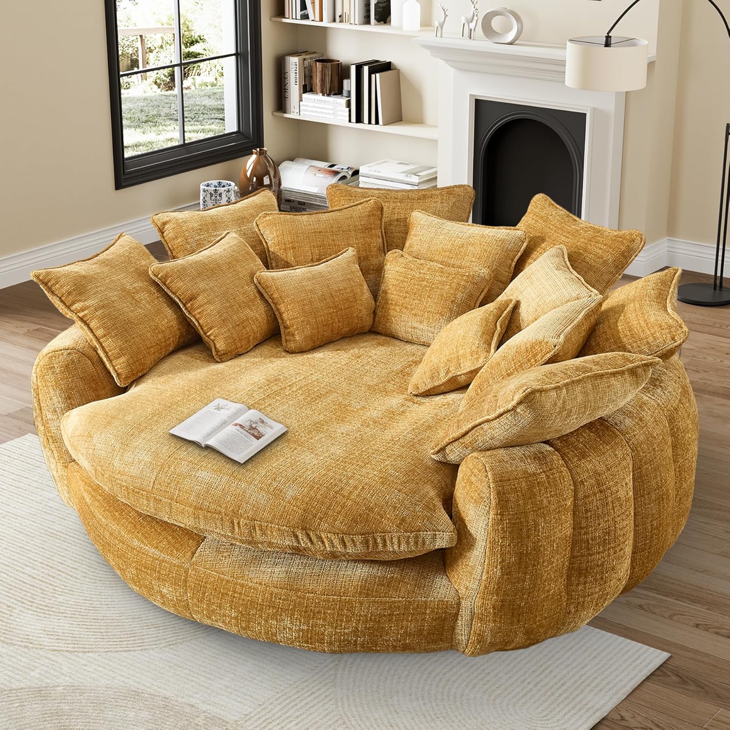 81″ Round Sofa Bed Big Bean Bag Round Chaise Lounge