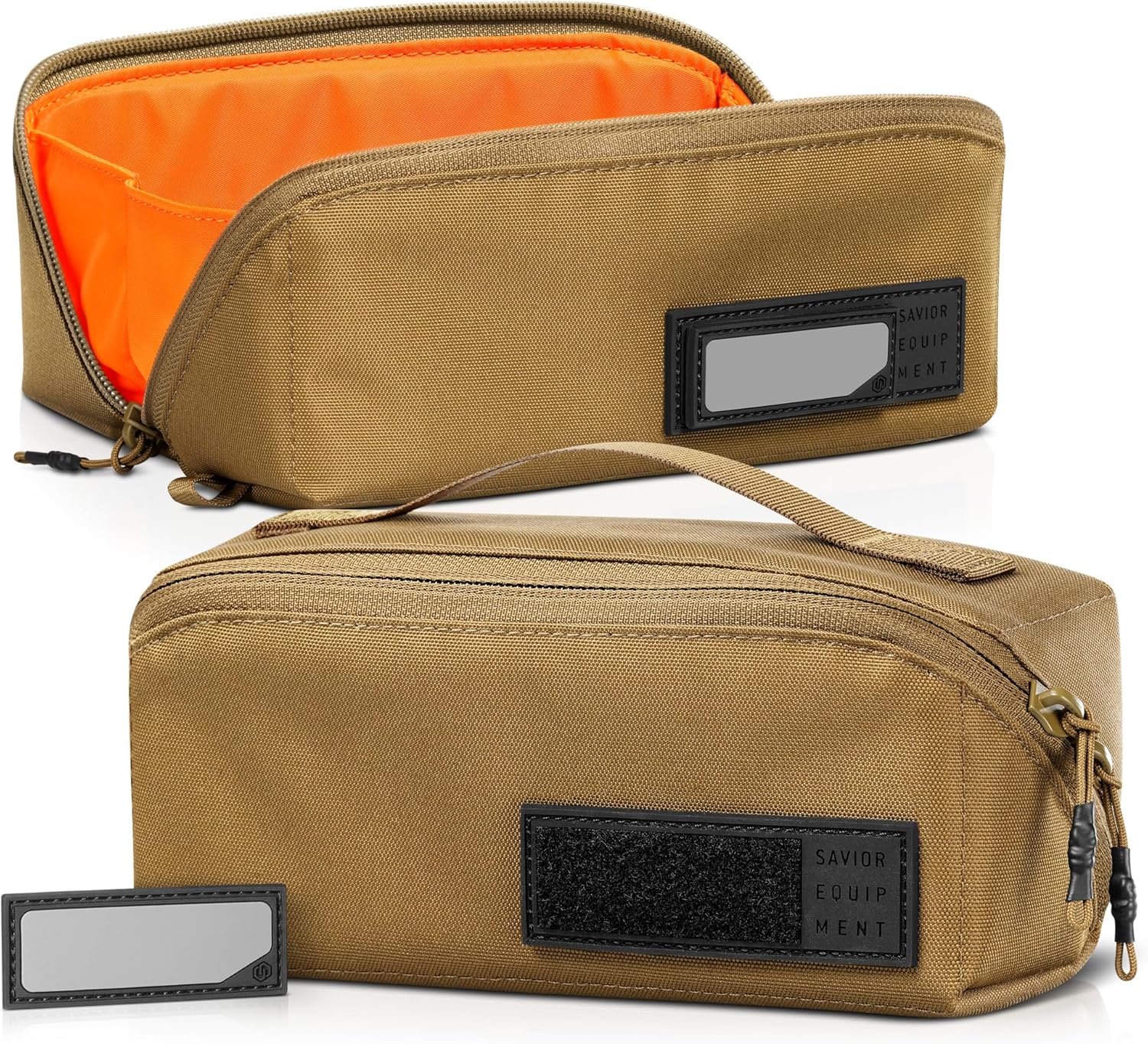 Savior Equipment Utility Pouch Ammo Storage Organizer Range Gear Accessories w/ 4 Writable ID Patches, Opens As a Tray, Semi-Hard Shell, 2-Pack