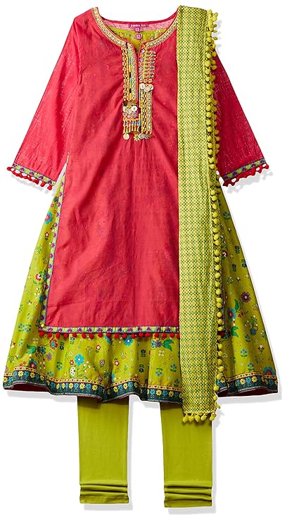 Girls' Straight Regular Fit Salwar Suit Set