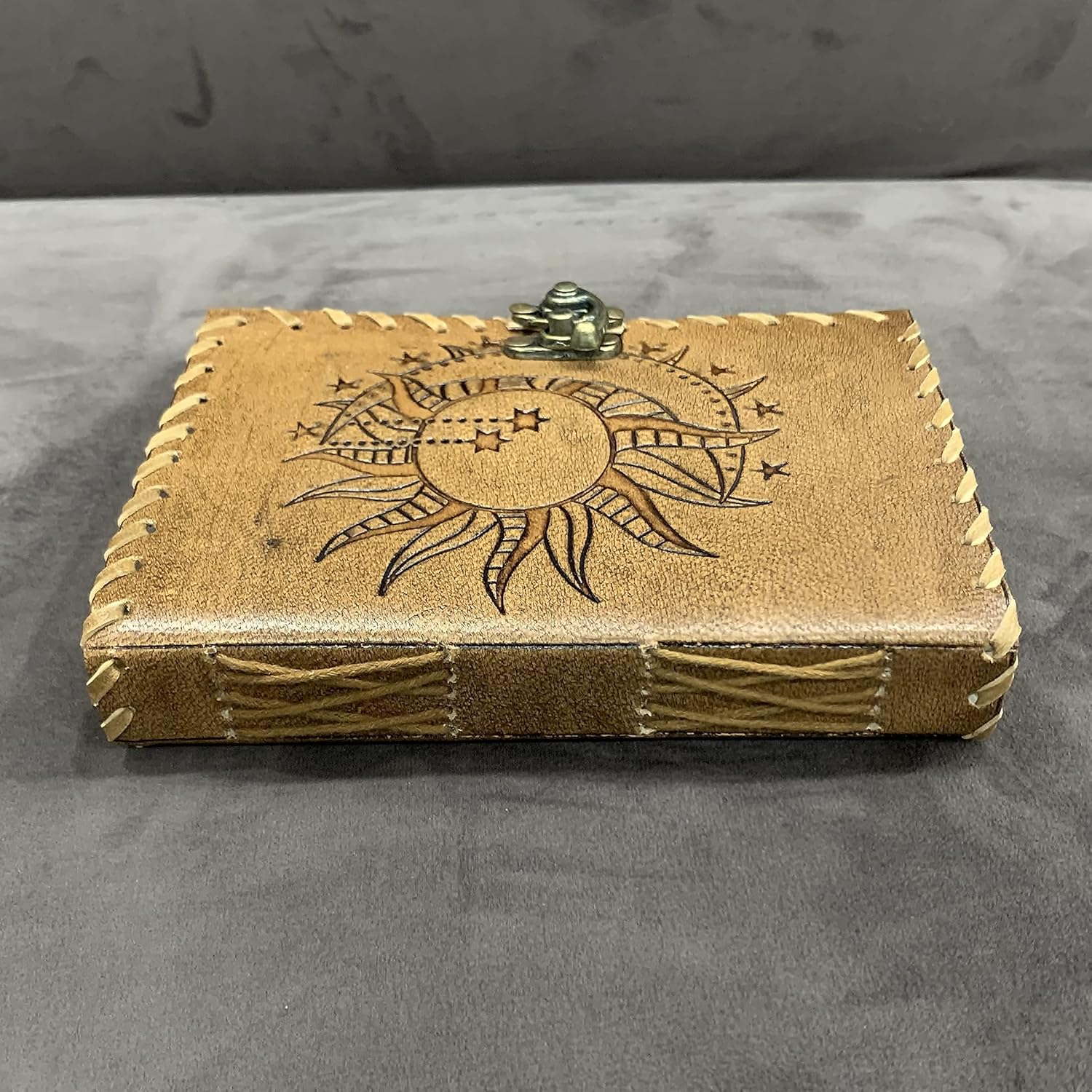 Sun and Moon Journal and Owl Emboss Leather Journal for Men and Women