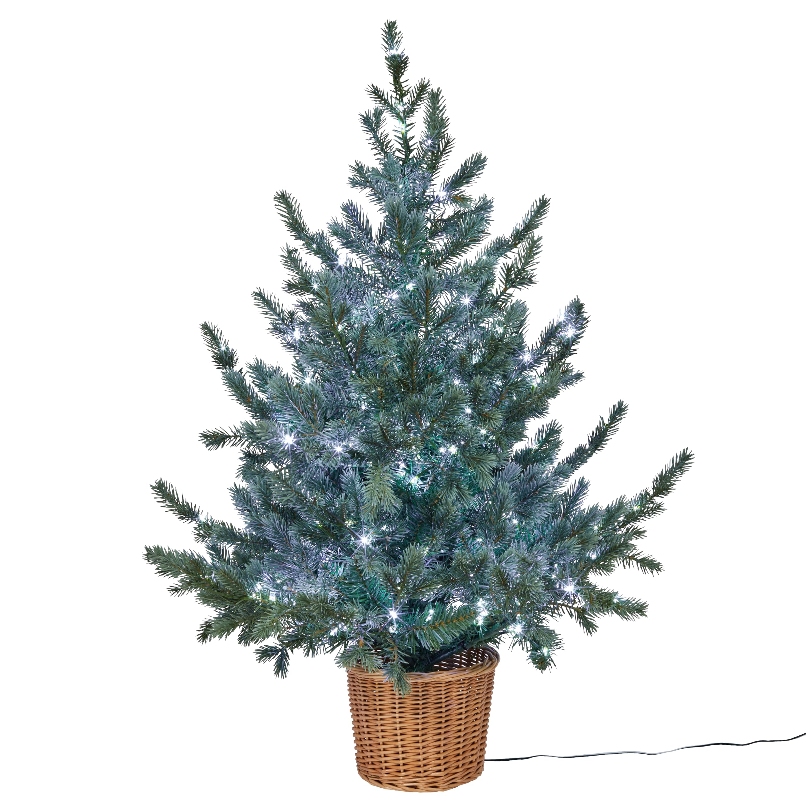 Lights4fun 3-in-1 LED Tannenbaum Künstlich mit Timer warmweiß Batteriebetrieben 90cm Weihnachtsdeko Außen Weihnachtsbeleuchtung Innen Weihnachtsbaum Künstlich