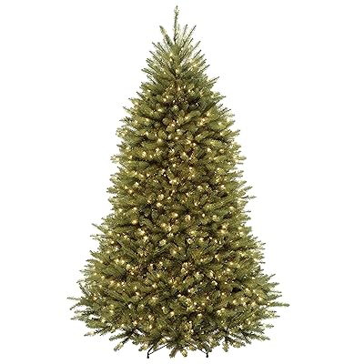 National Tree Company 6.5 ft Pre-Lit Dunhill Fir Artificial Christmas Tree, 600 LED Lights, 1,838 Tips, PowerConnect, Foot Pedal, 10 Light Functions, Includes Stand, Green