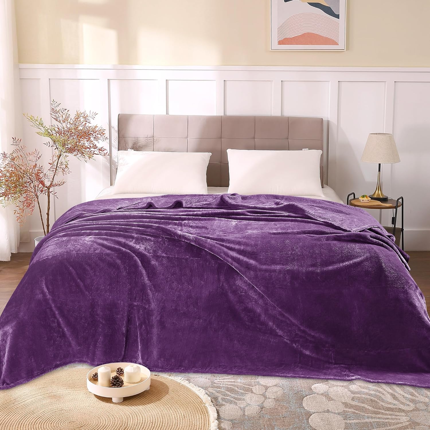 BEDELITE Fleece Blanket Purple Full Blankets for Couch & Bed, Luxury Plush Cozy Fuzzy Blanket 84" x 90", Super Soft Warm Lightweight Throw Blanket for Travel Camping - Image 2