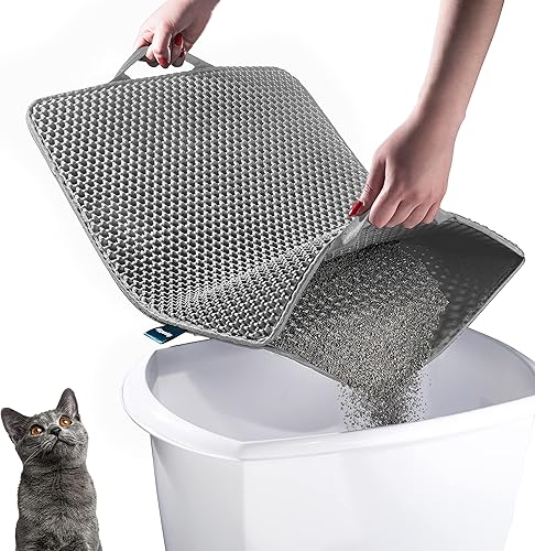 Tapete para atrapar arena para gatos con asas, material resistente al agua para una fácil limpieza, diseño de panal de doble capa, dipperdap (24 x